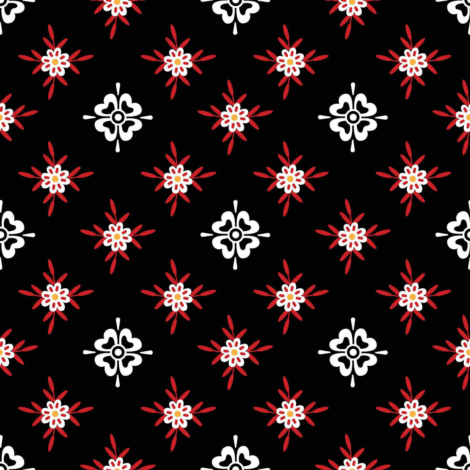 flat flowers pattern on black background Stock Free