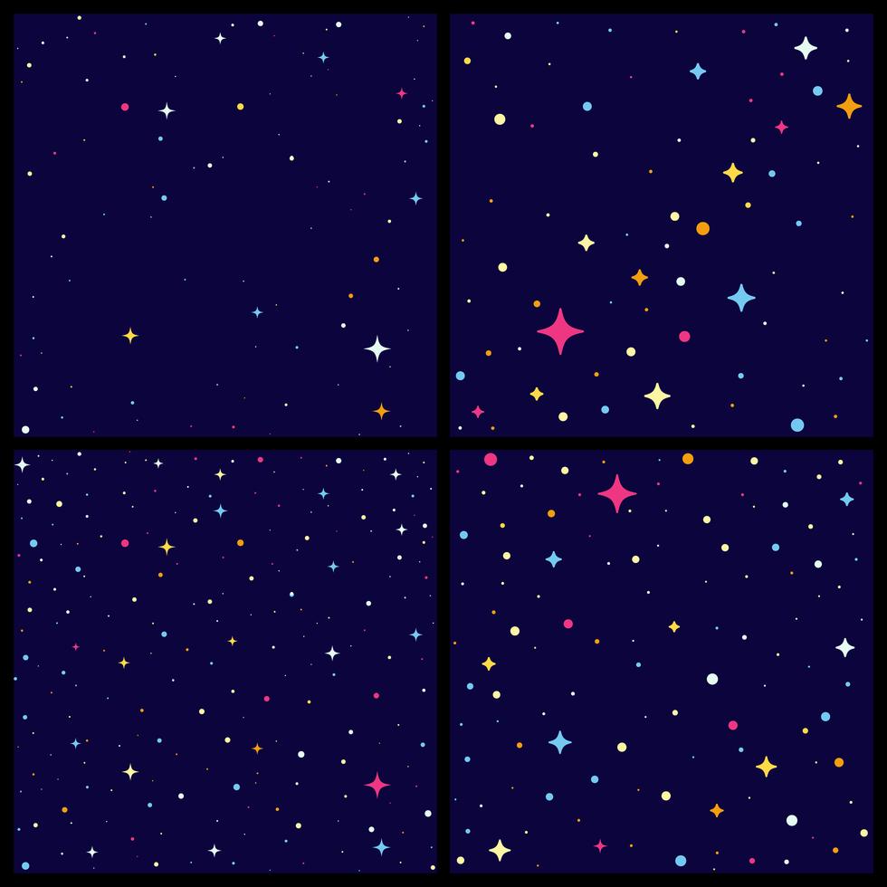 Set of night sky backround with bright stars, Vector flat style illustration Stock Free