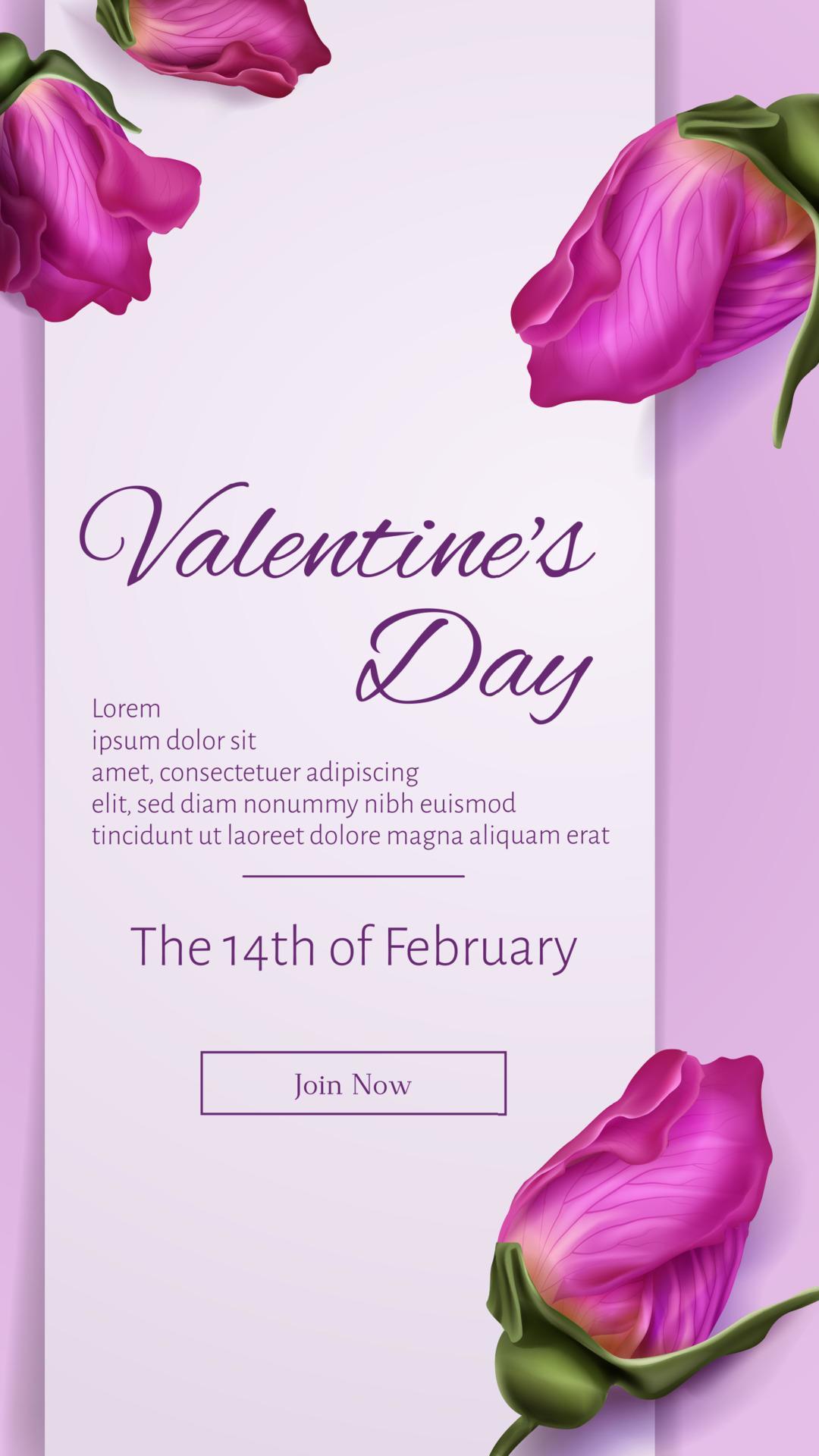 Valentine’s day web banner invitation with flowers Stock Free