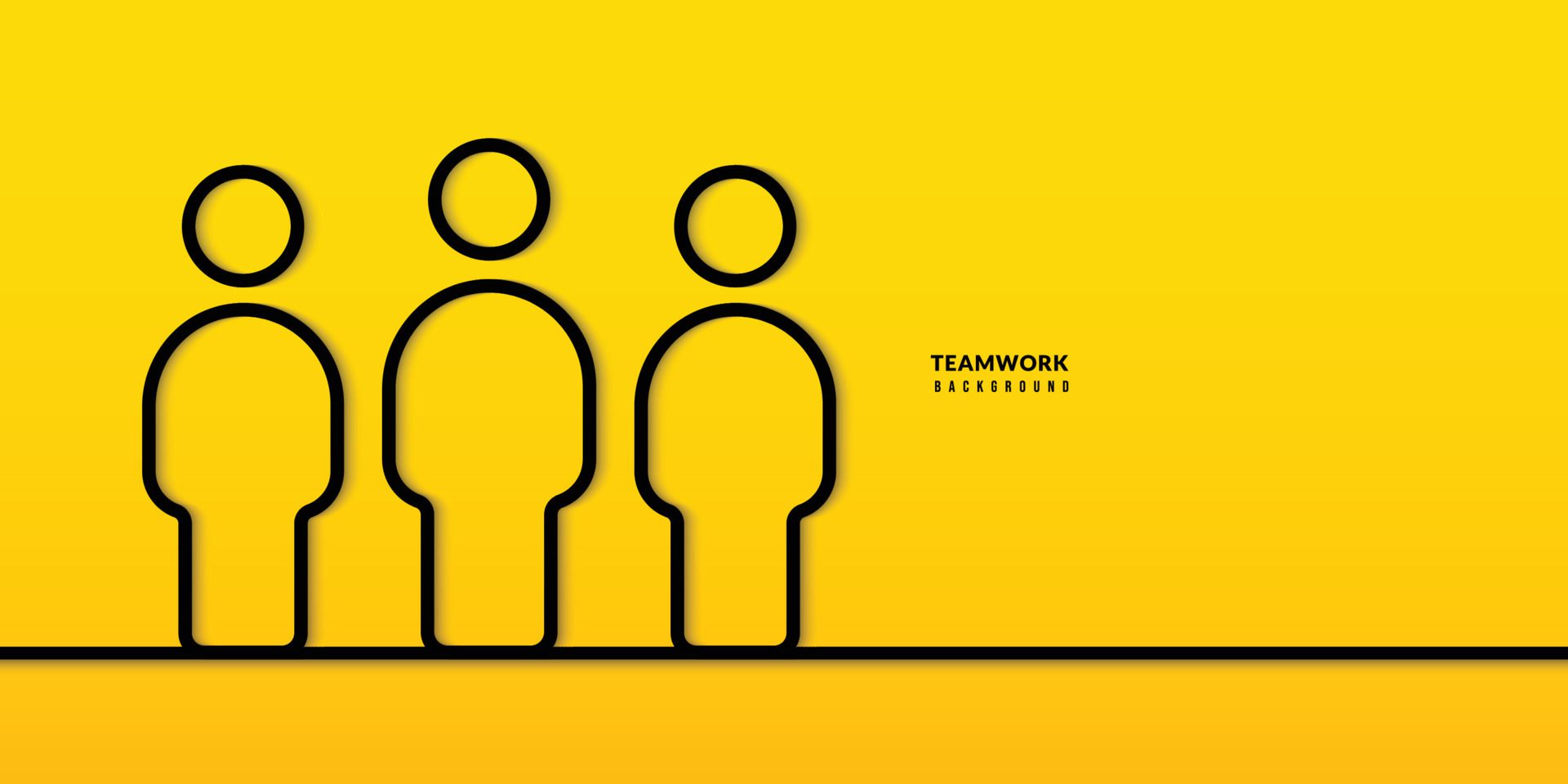 Team work business concept minimal line design on yellow backgroud. Analysis and planning, project management vector illustration Free Vector and Free SVG