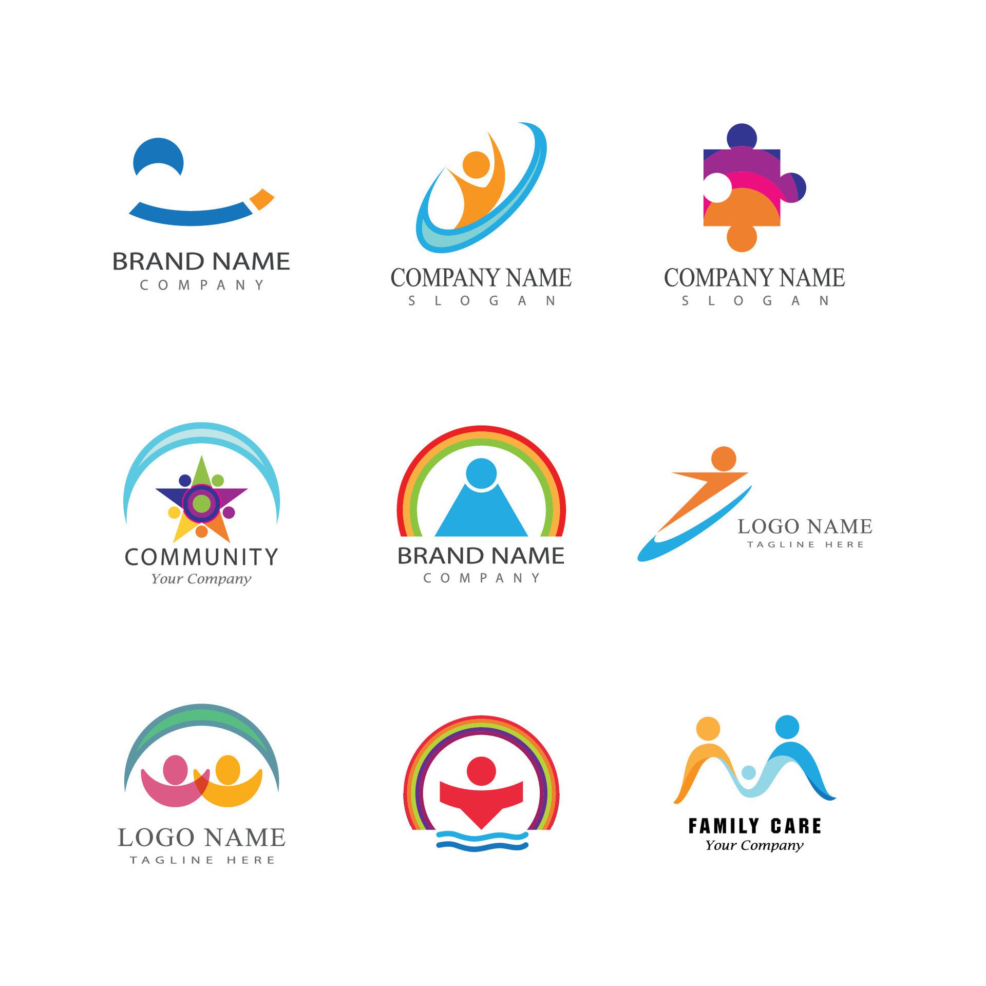 Community, network and social logo people design Free Vector