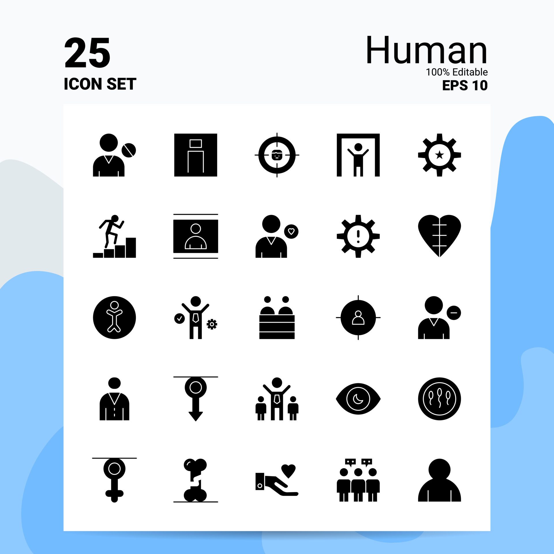 
									25 Human Icon Set 100 Editable EPS 10 Files Business Logo Concept Ideas Solid Glyph icon design Free Vector and Free SVG