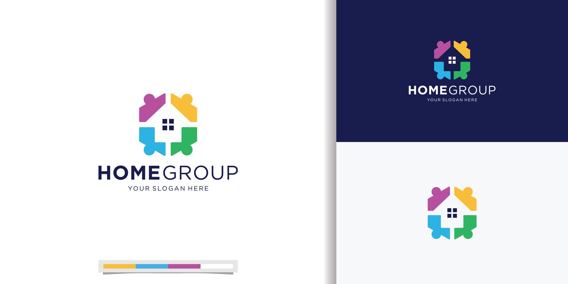 
									Abstract people vector logo design combine with home shape concept. home group modern design inspirations. Free Vector