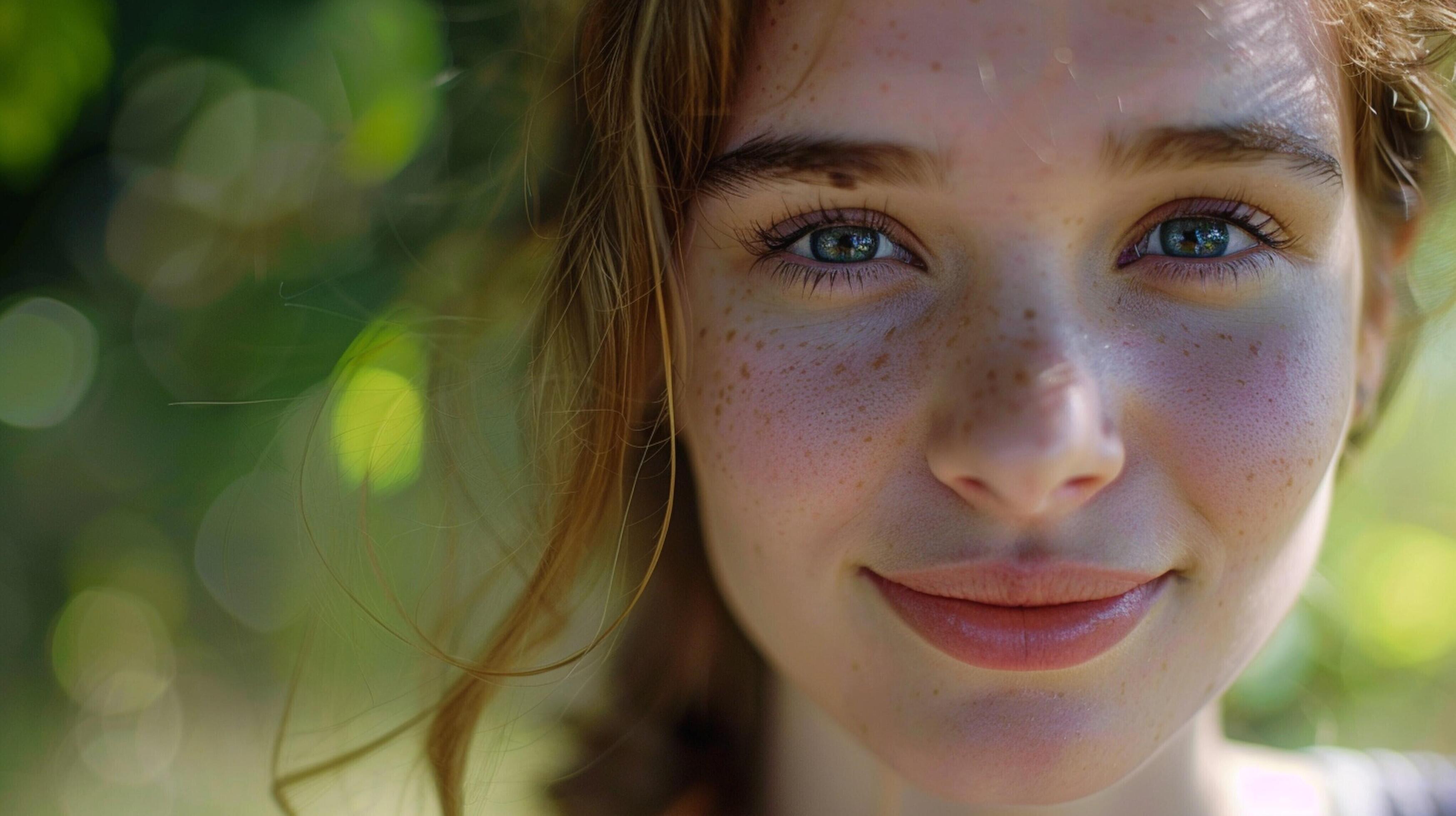 young woman outdoors looking at camera smiling Stock Free