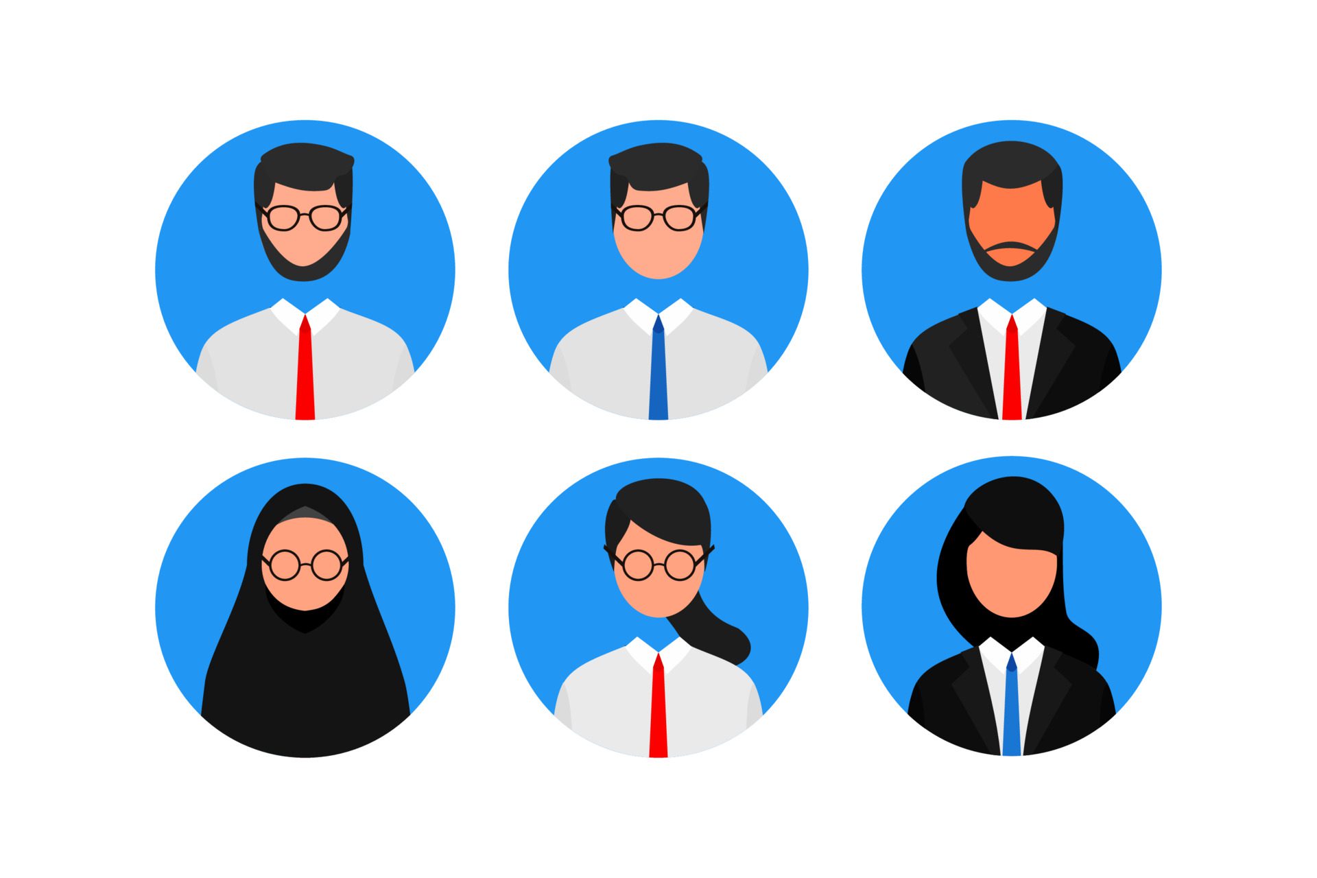 set of faceless man and woman avatar. job, profile picture, Free Vector