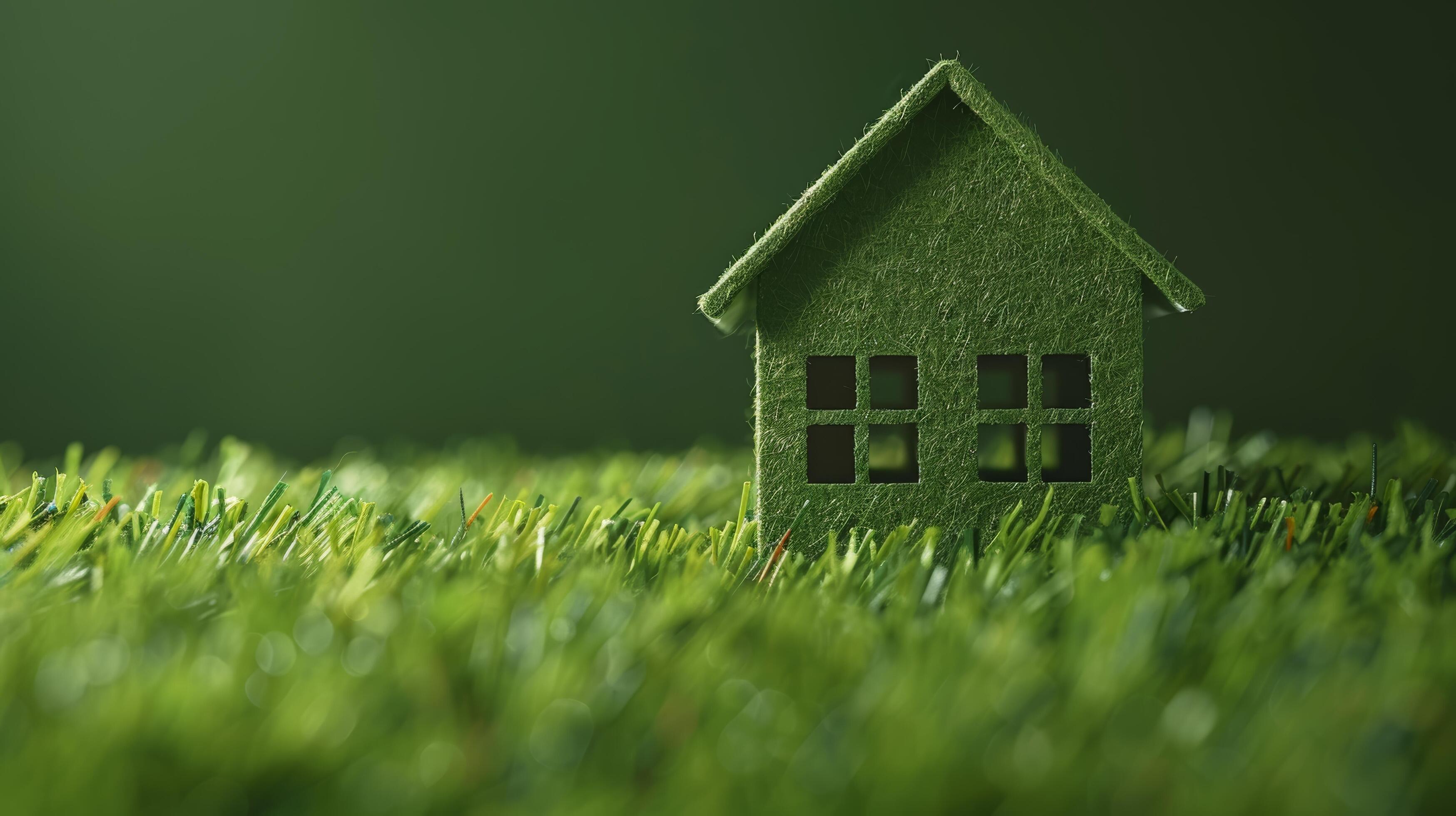 Small House on Lush Green Field Stock Free