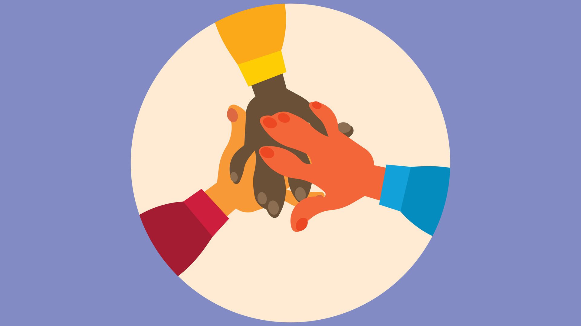 people hands gathering hands for collaboration and cooperation Free Vector