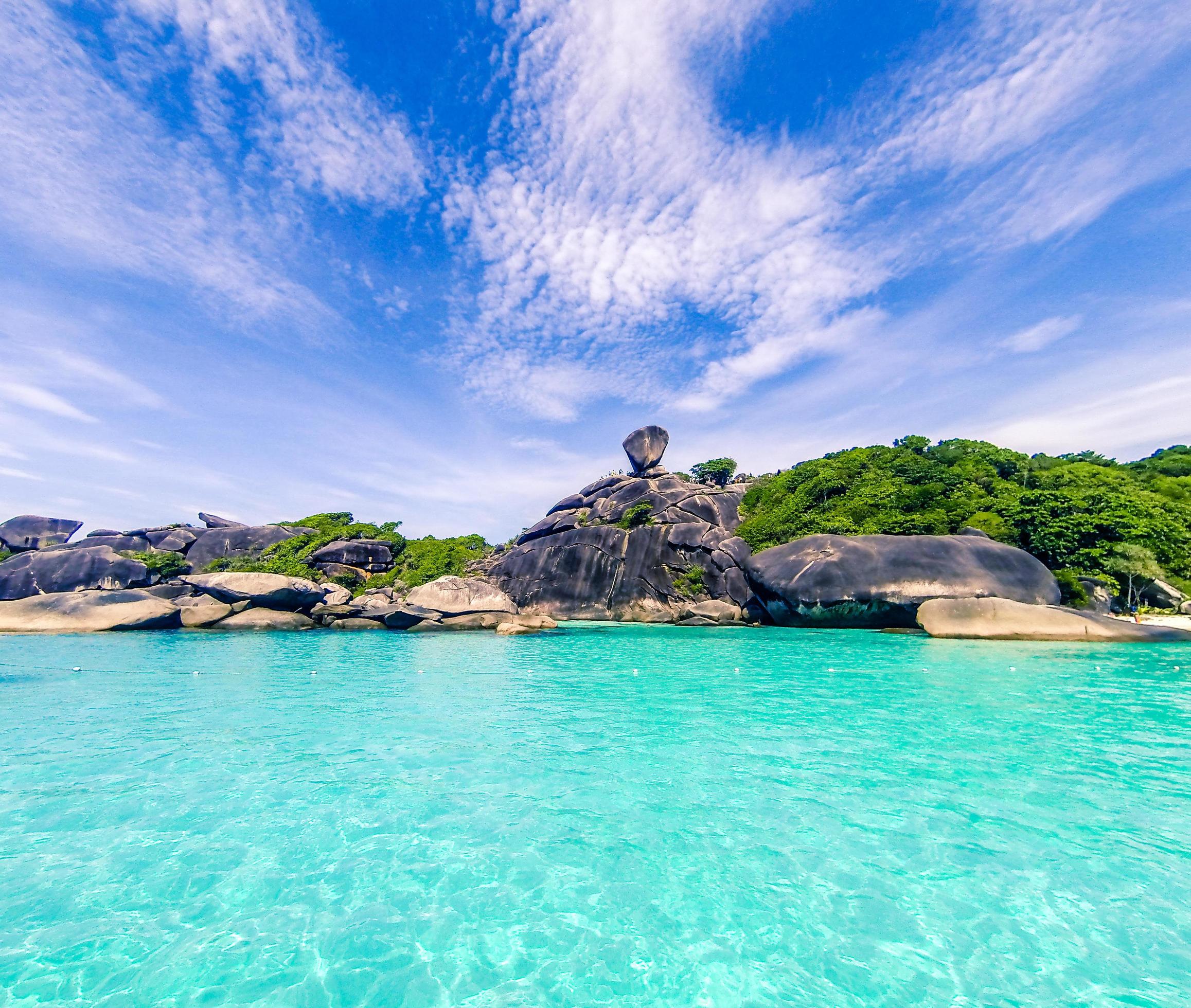 blue turquoise water sea landscape at similan island in krabi province, thailand Stock Free