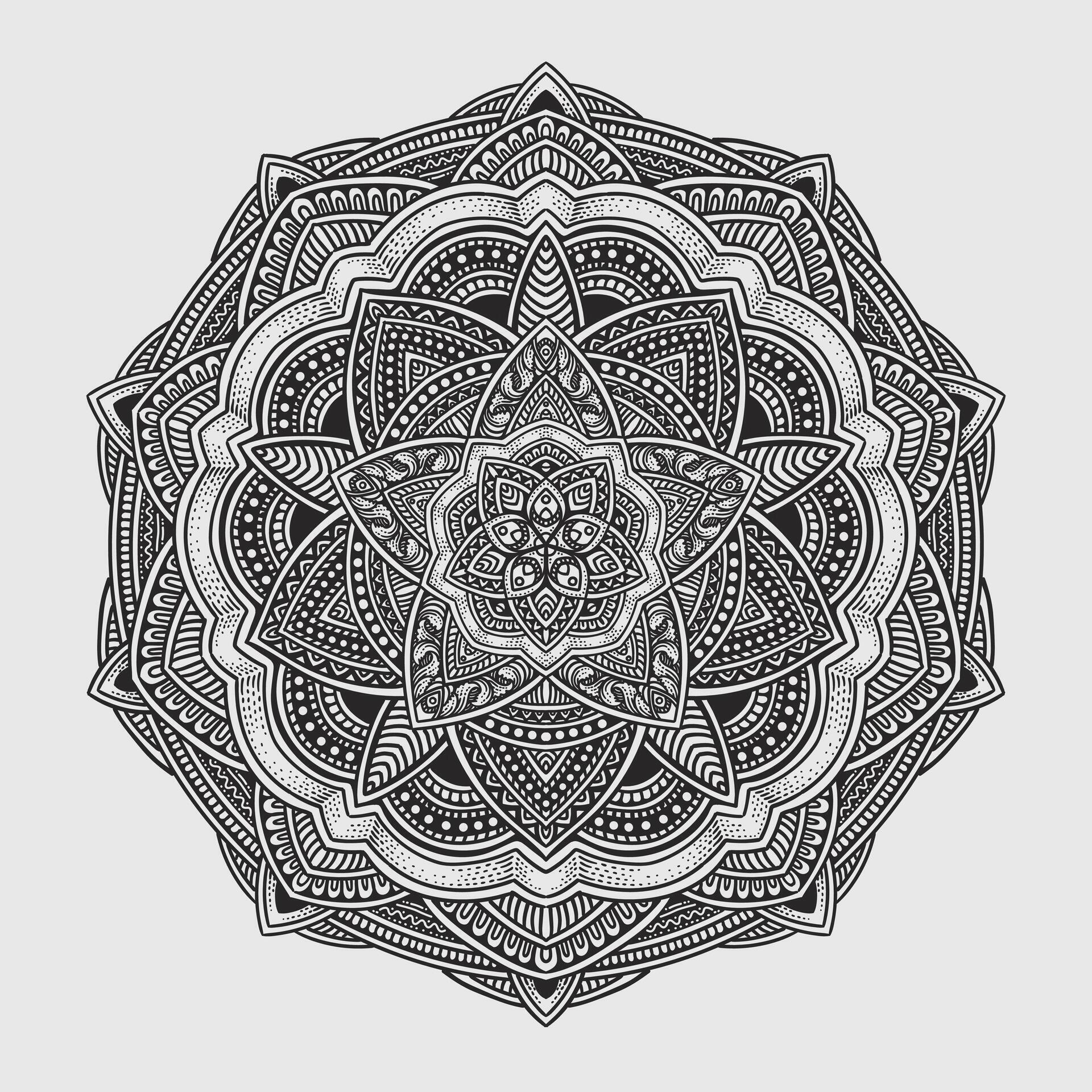 Beautiful floral pattern mandala art isolated on a black background – Eps 10 Stock Free