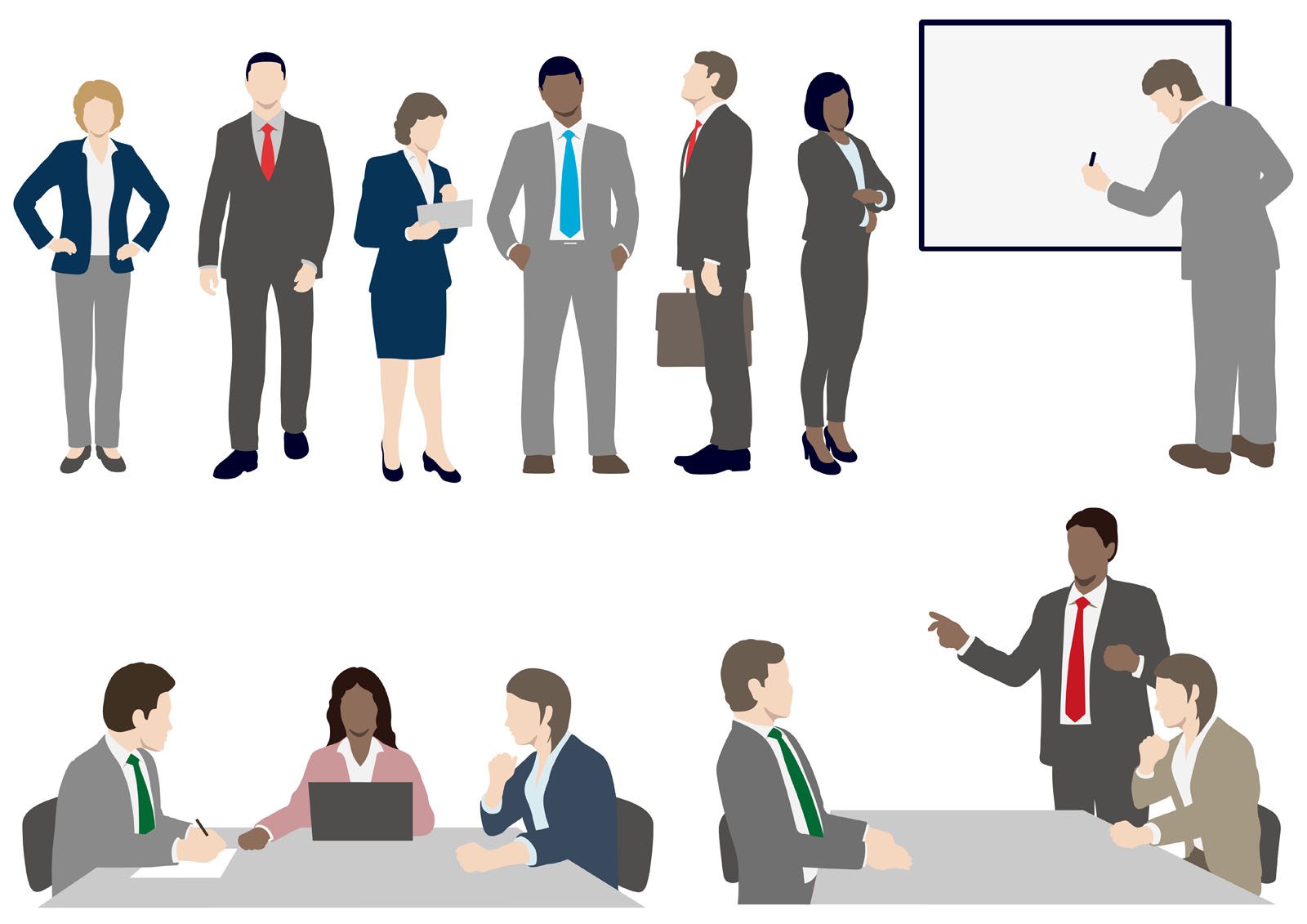 Set of business people in flat style Free Vector