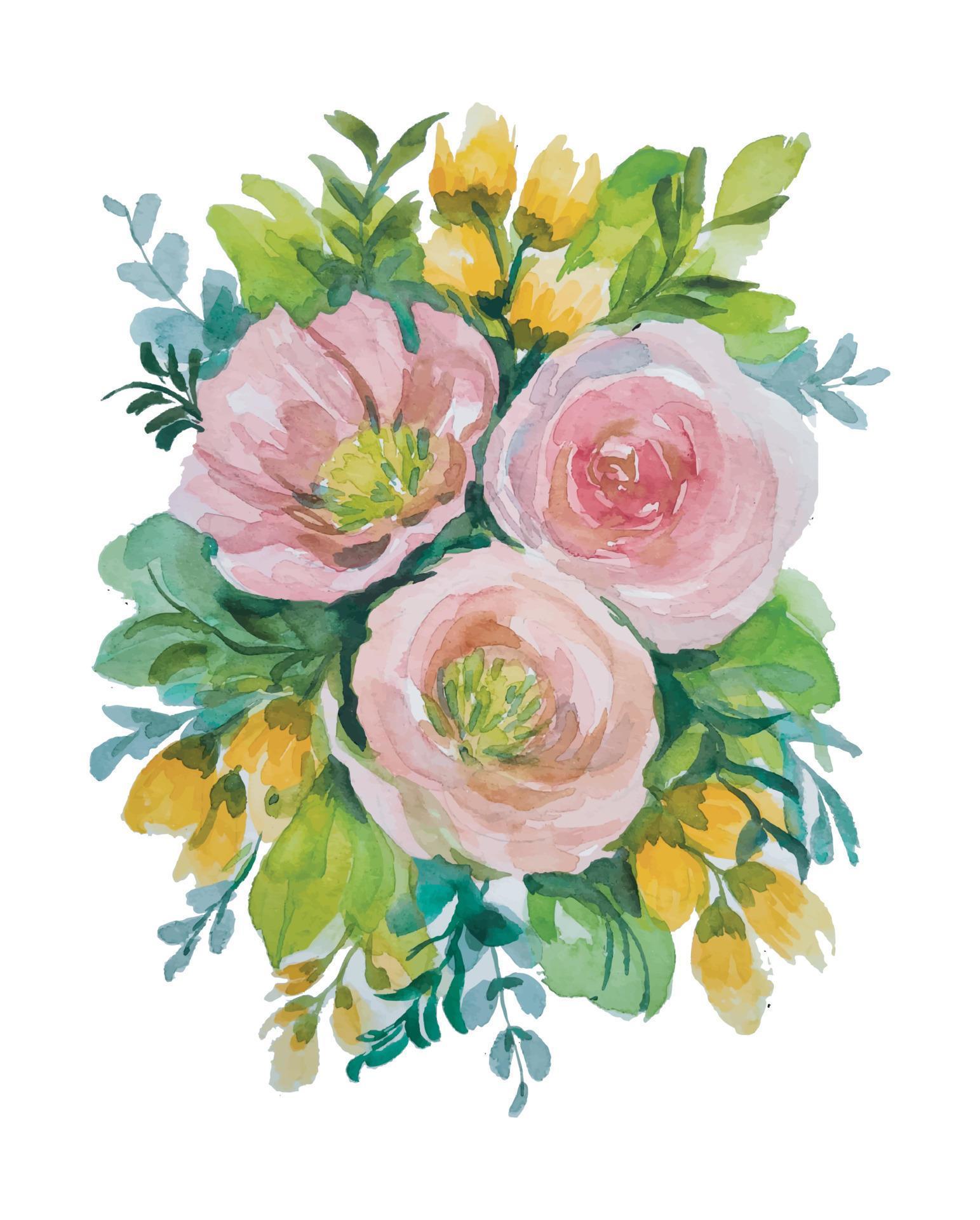 
									watercolor flower bouquet hand drawn clipart Stock Free