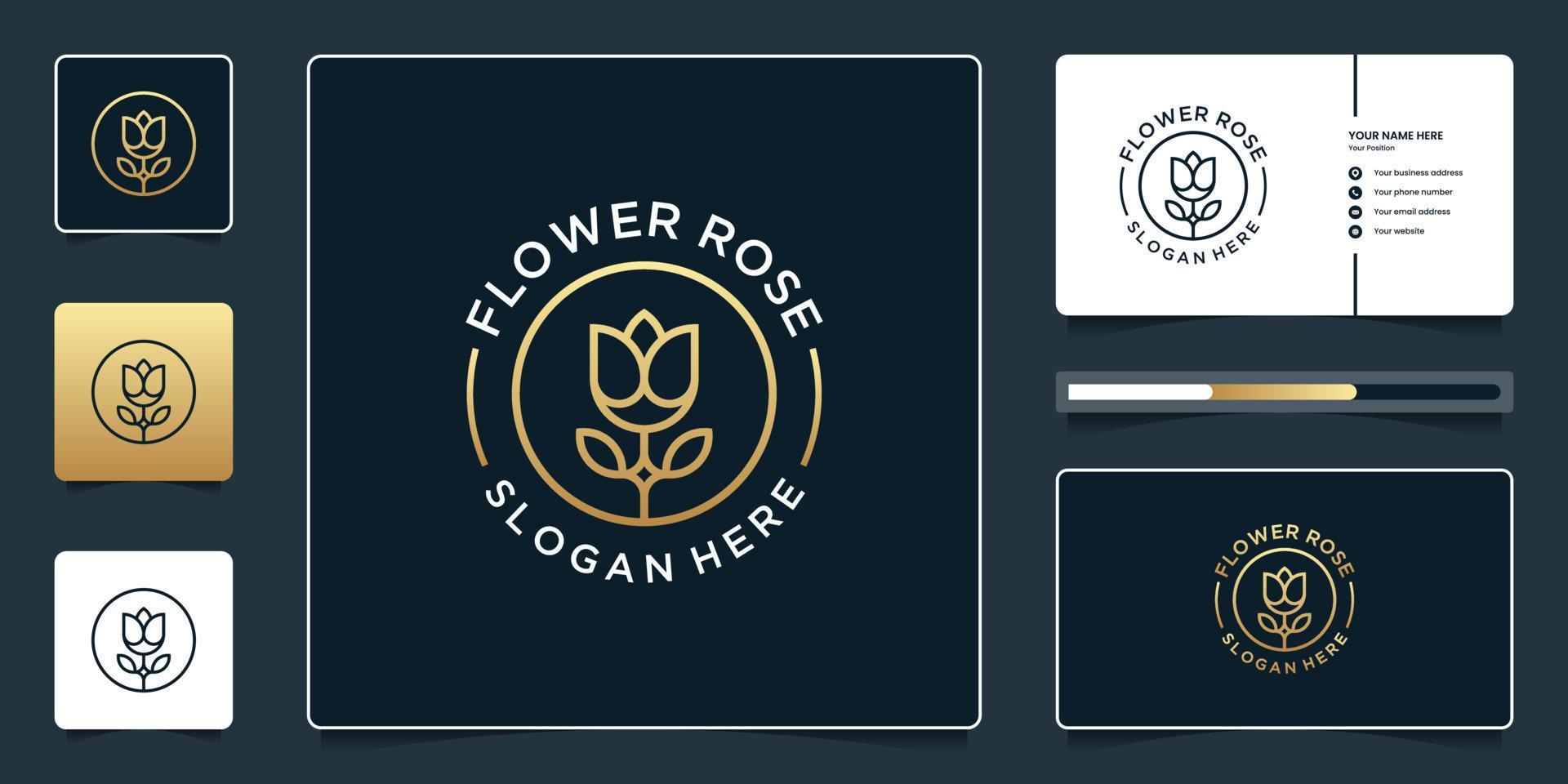 
									Minimalist flower rose logo design with business card template Stock Free and Free SVG