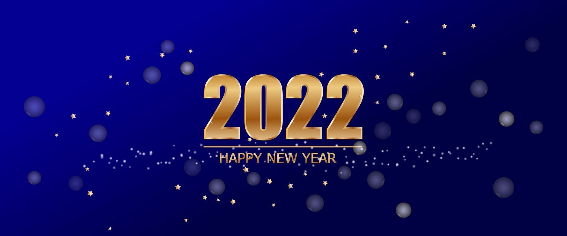 2022 New Year on Blue background with luxury gold text and star of Vector. Stock Free