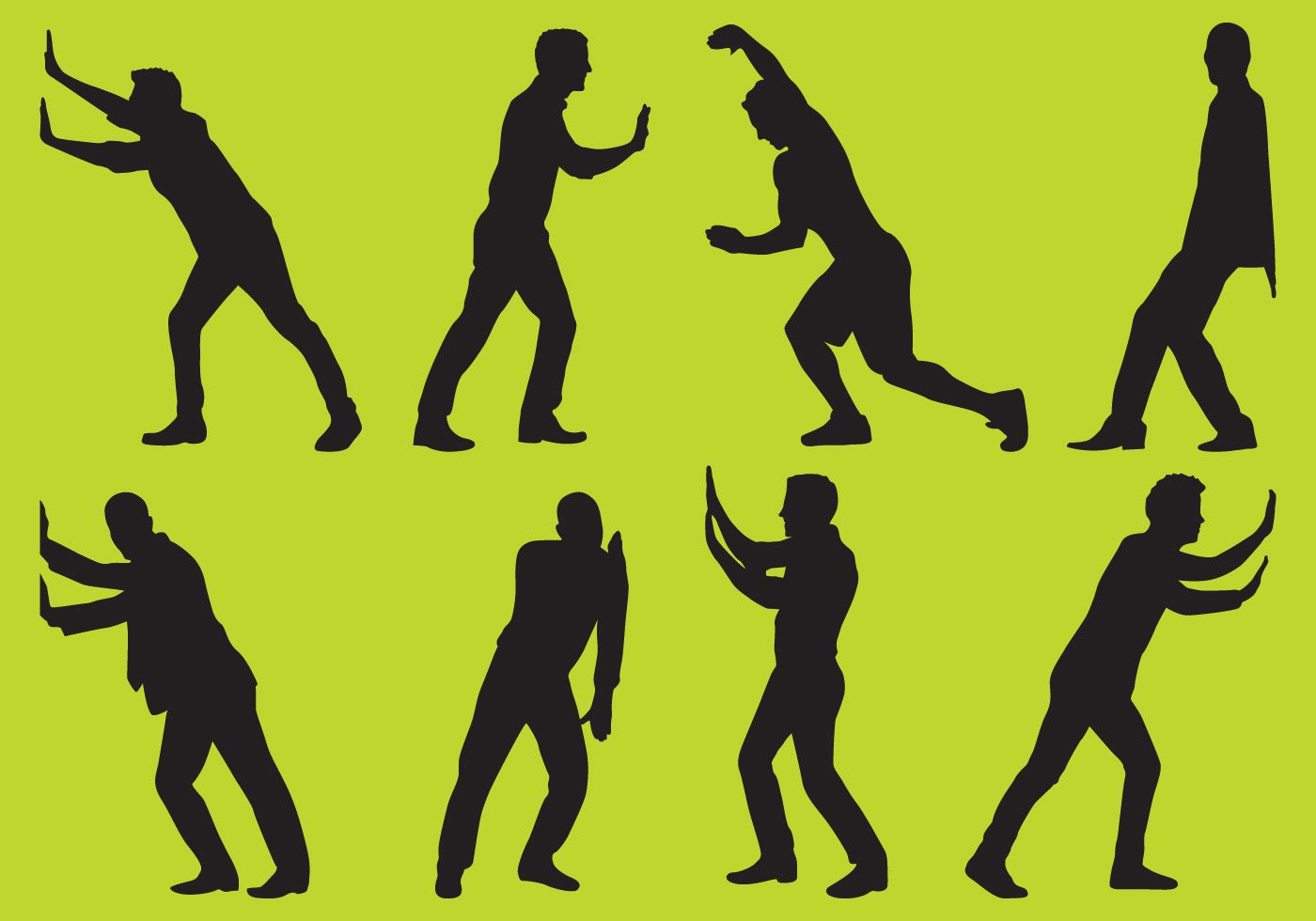 Man Pushing Silhouettes Free Vector and Free SVG