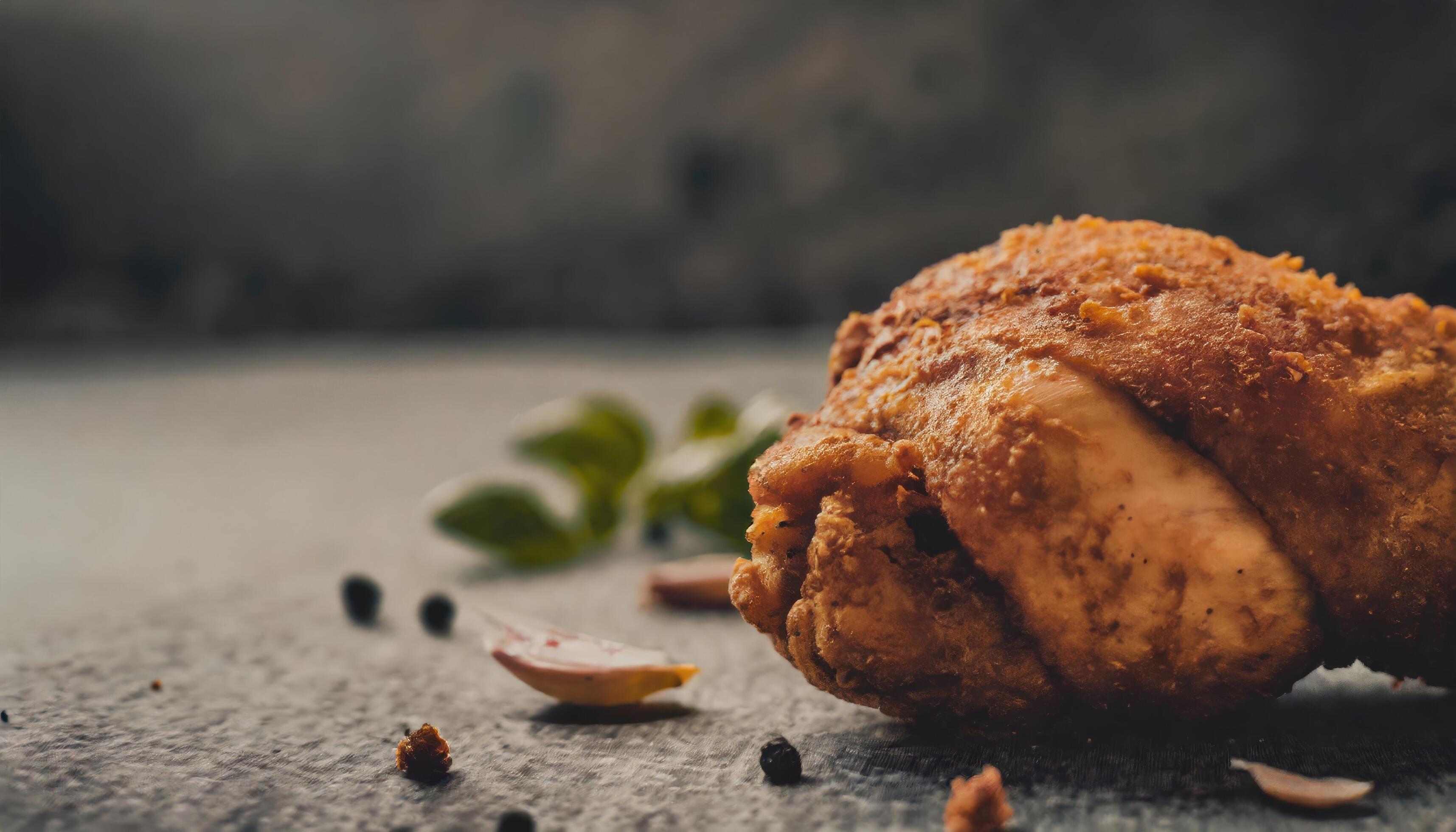 Copy Space image of Classic Southern Fried Chicken on dark background. Stock Free