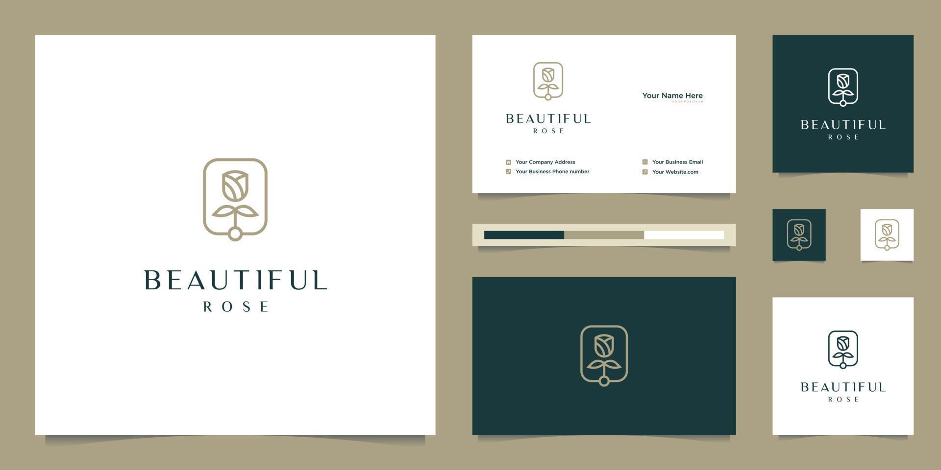 elegant flower rose beauty, yoga and spa. logo design and business card Stock Free and Free SVG