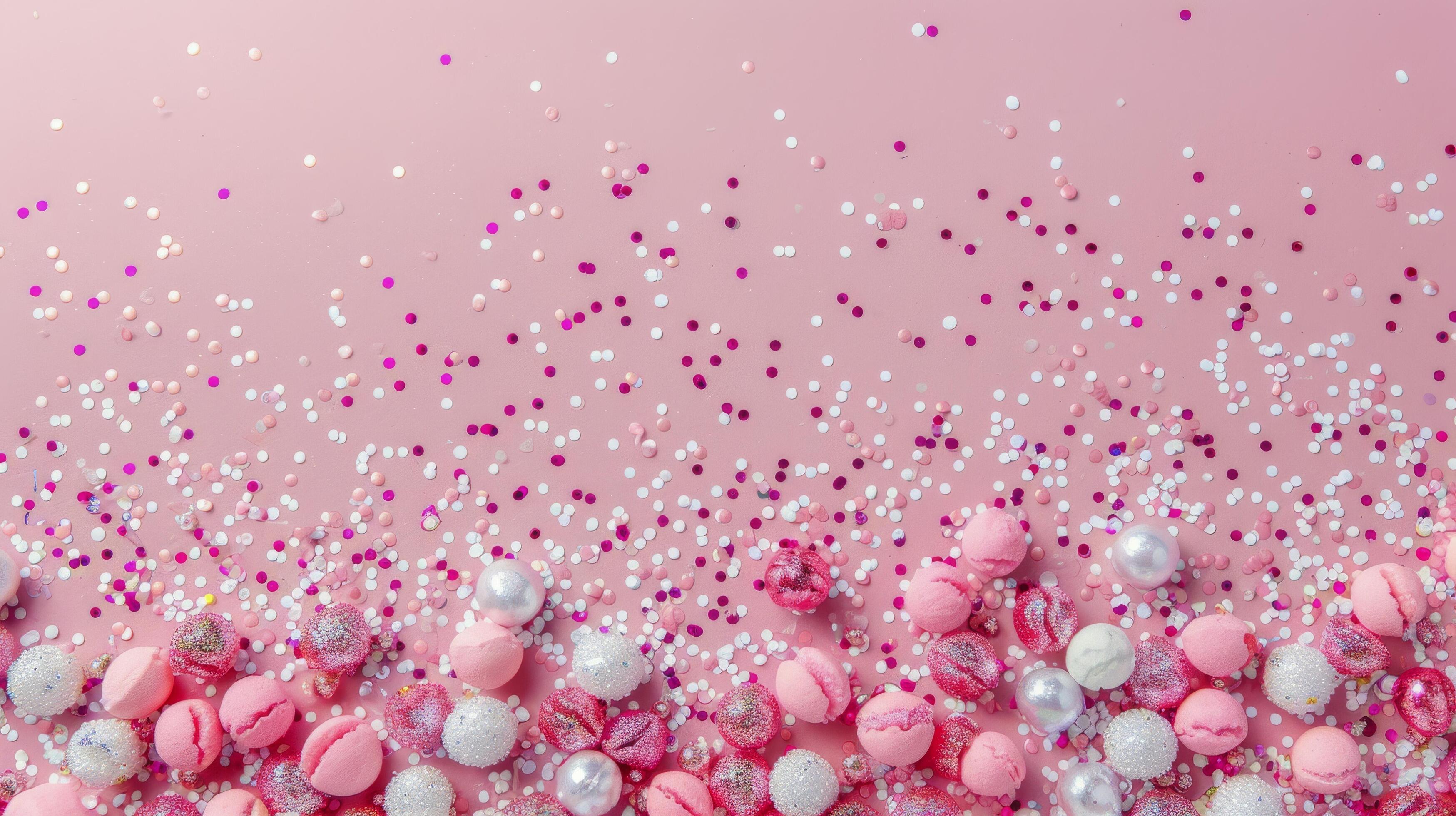 Pink and Blue Confetti on Pink Background Stock Free