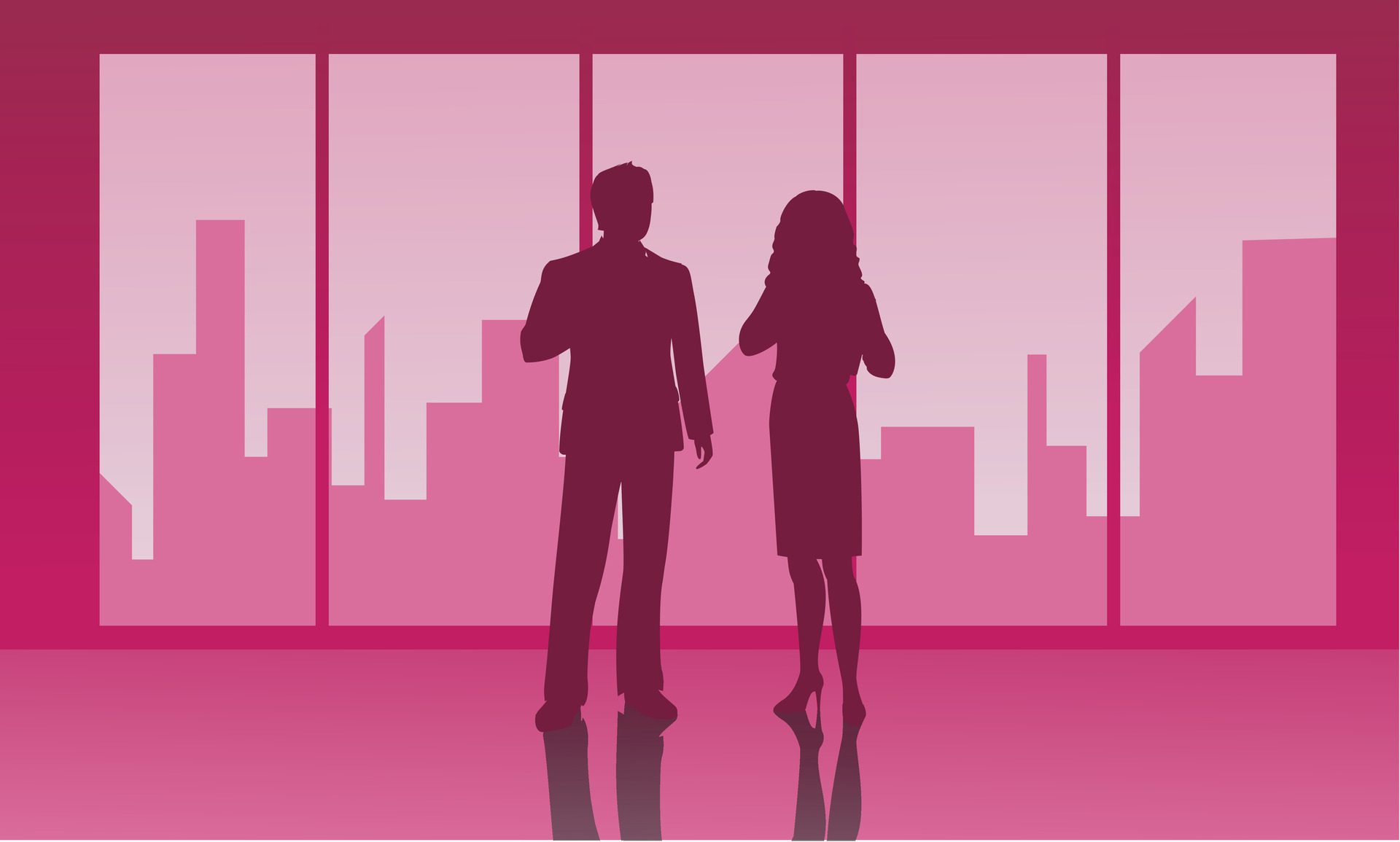 Silhouettes of people one of which is a man and a woman Free Vector