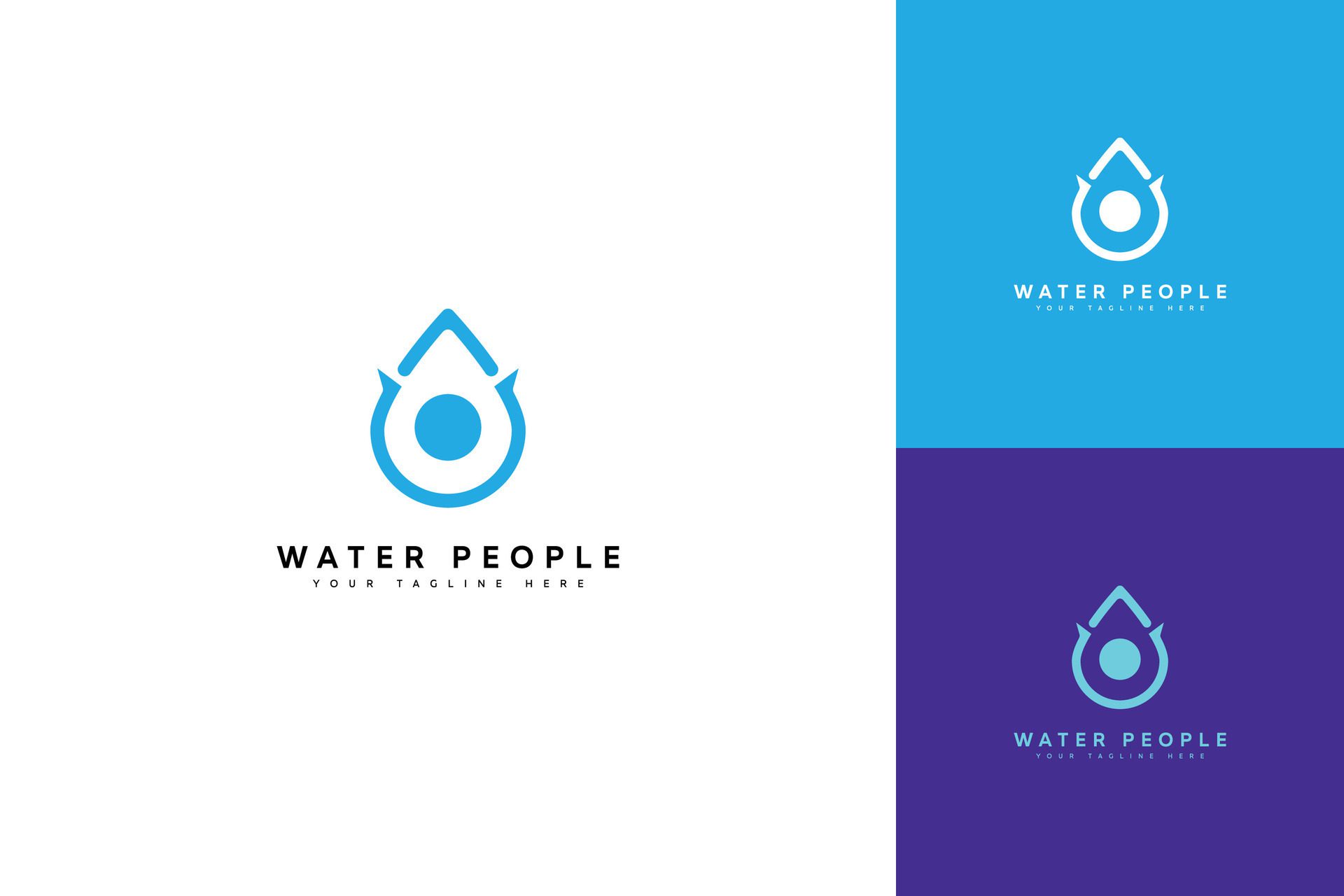 water people icon logo template design Pro Vector