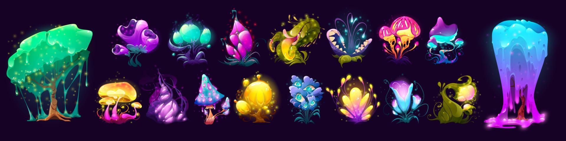 Fantasy flowers and mushrooms from alien planet Stock Free