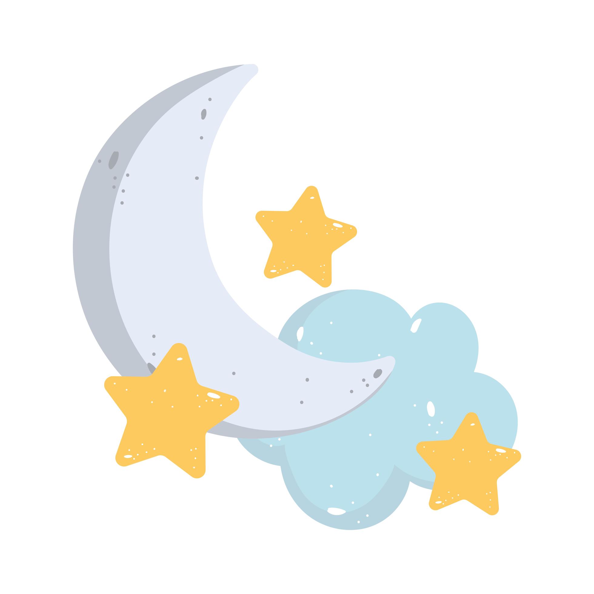 cartoon cloud half moon stars image isolated icon design Stock Free