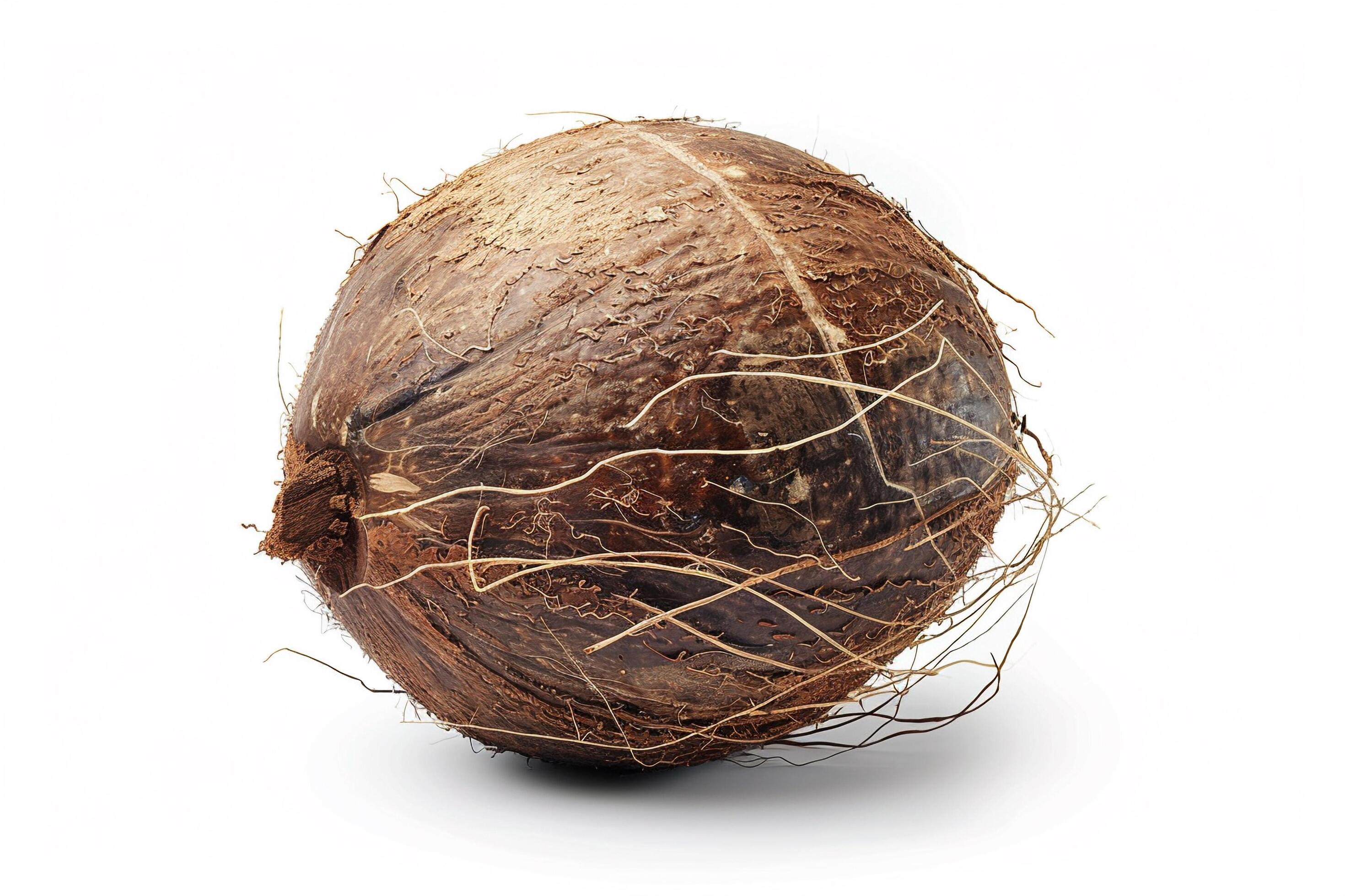 Whole Brown Coconut on White Background. Stock Free