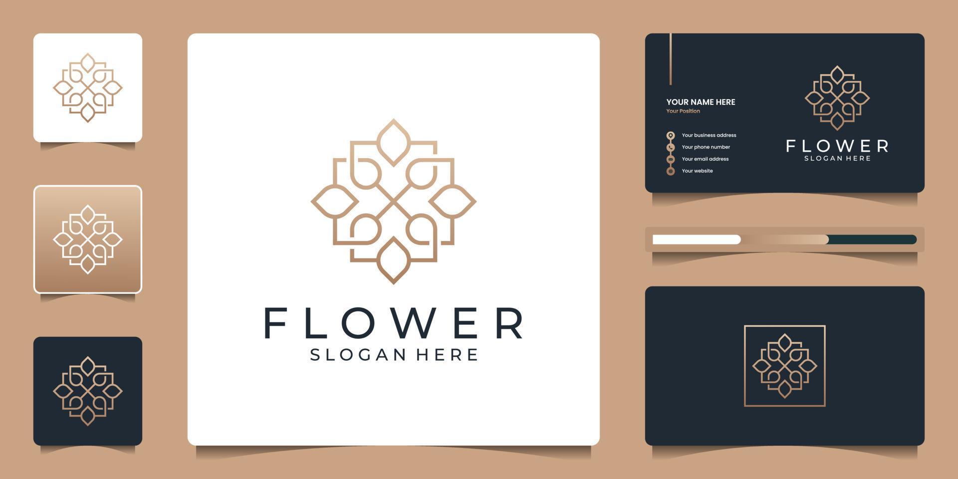 Minimalist beauty floral logo with geometric concept. Abstract luxury flower logo design and business card branding. Stock Free and Free SVG