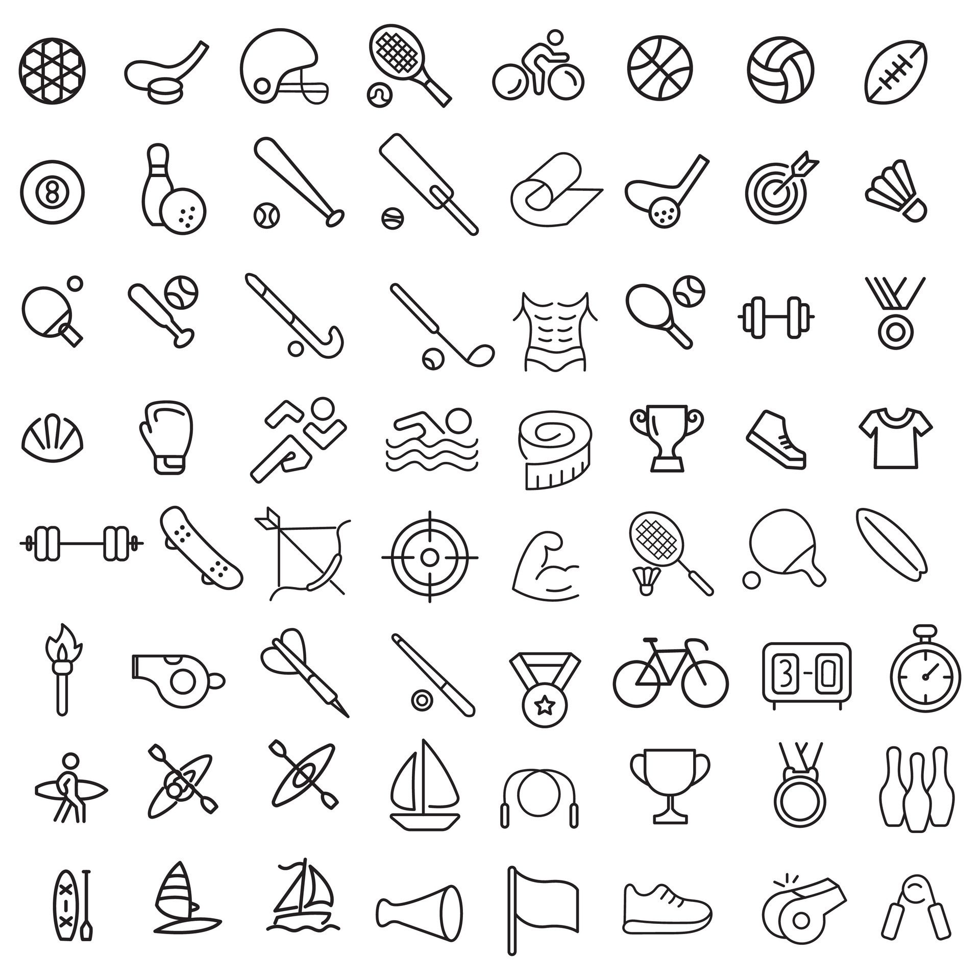 Sports icon set. Shapes Sports, Sports icon collection, Active lifestyle people and icon set, runners active lifestyle icons. Free Vector