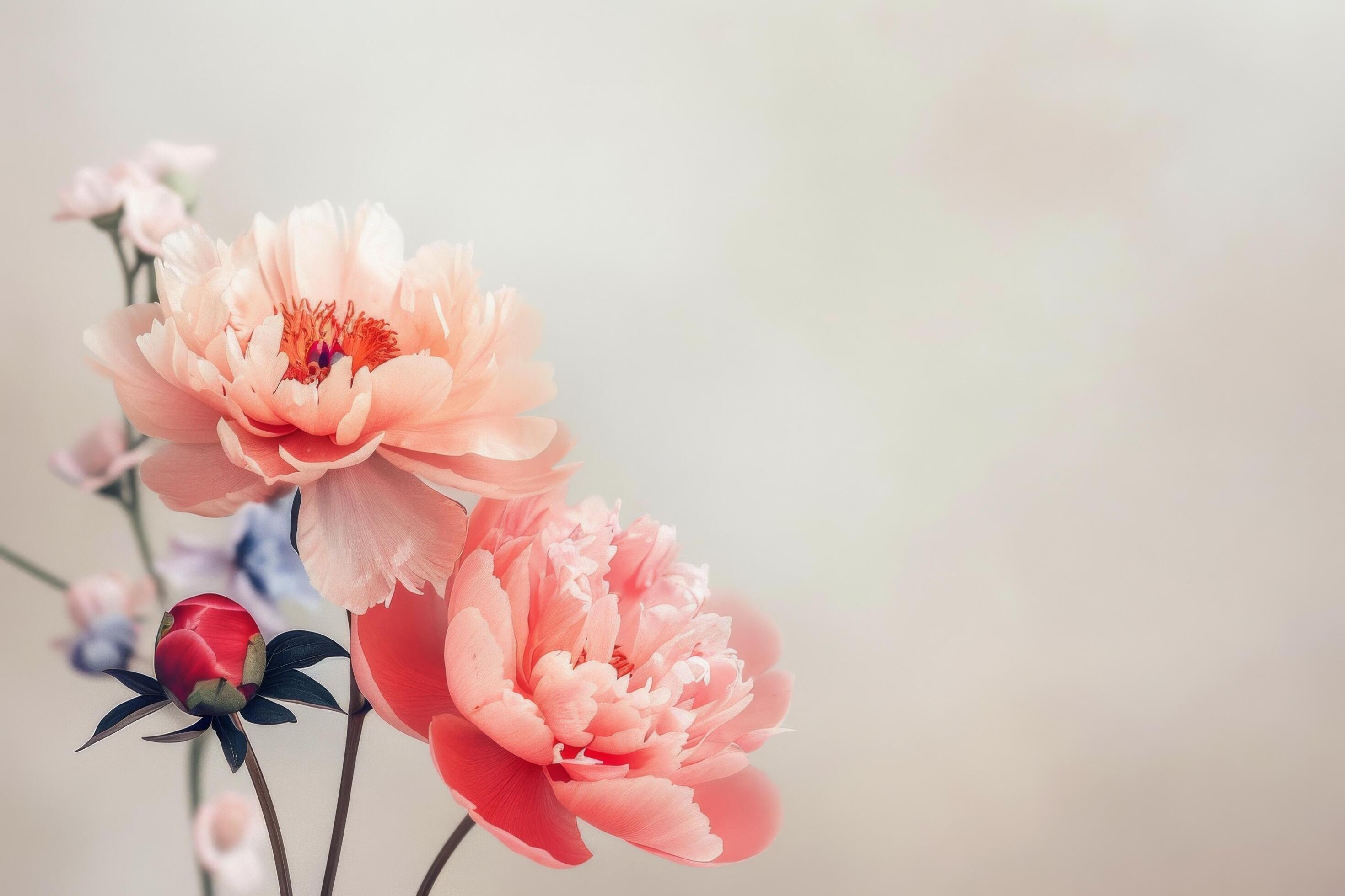 Pink and White Flowers Against Tan Background Stock Free