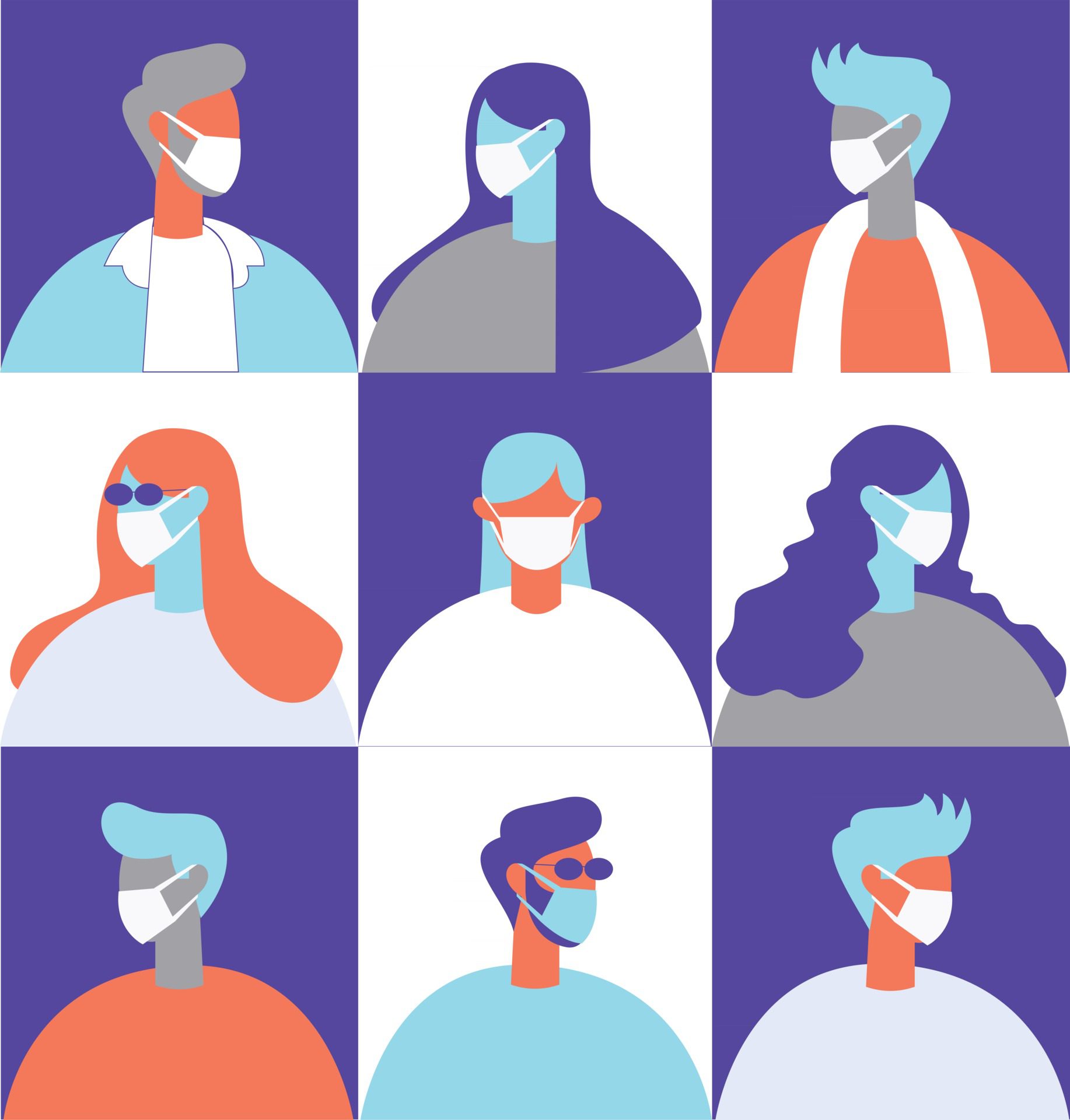 People wearing masks illustration concept vector Free Vector