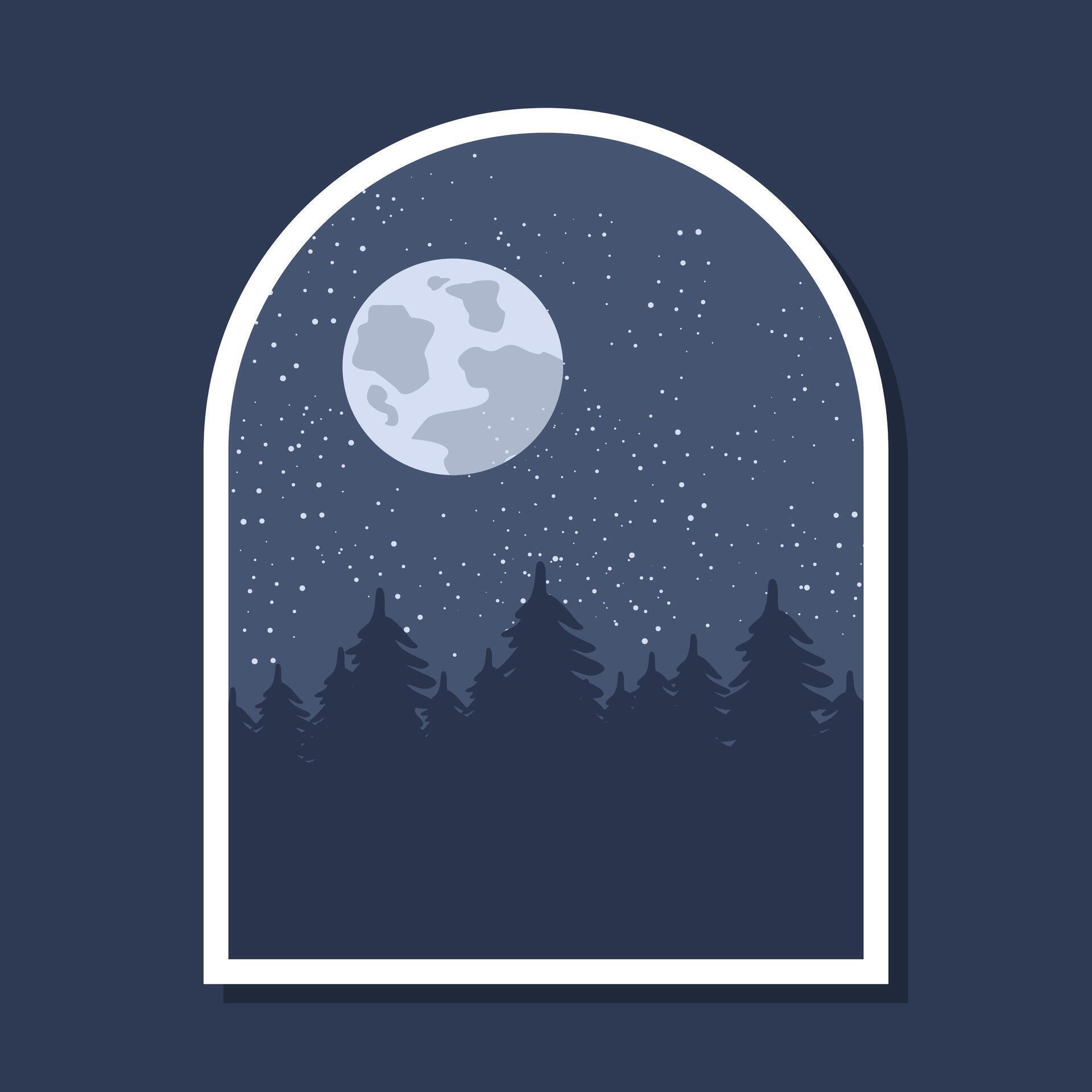 Full moon in night sky with stars illustration Stock Free