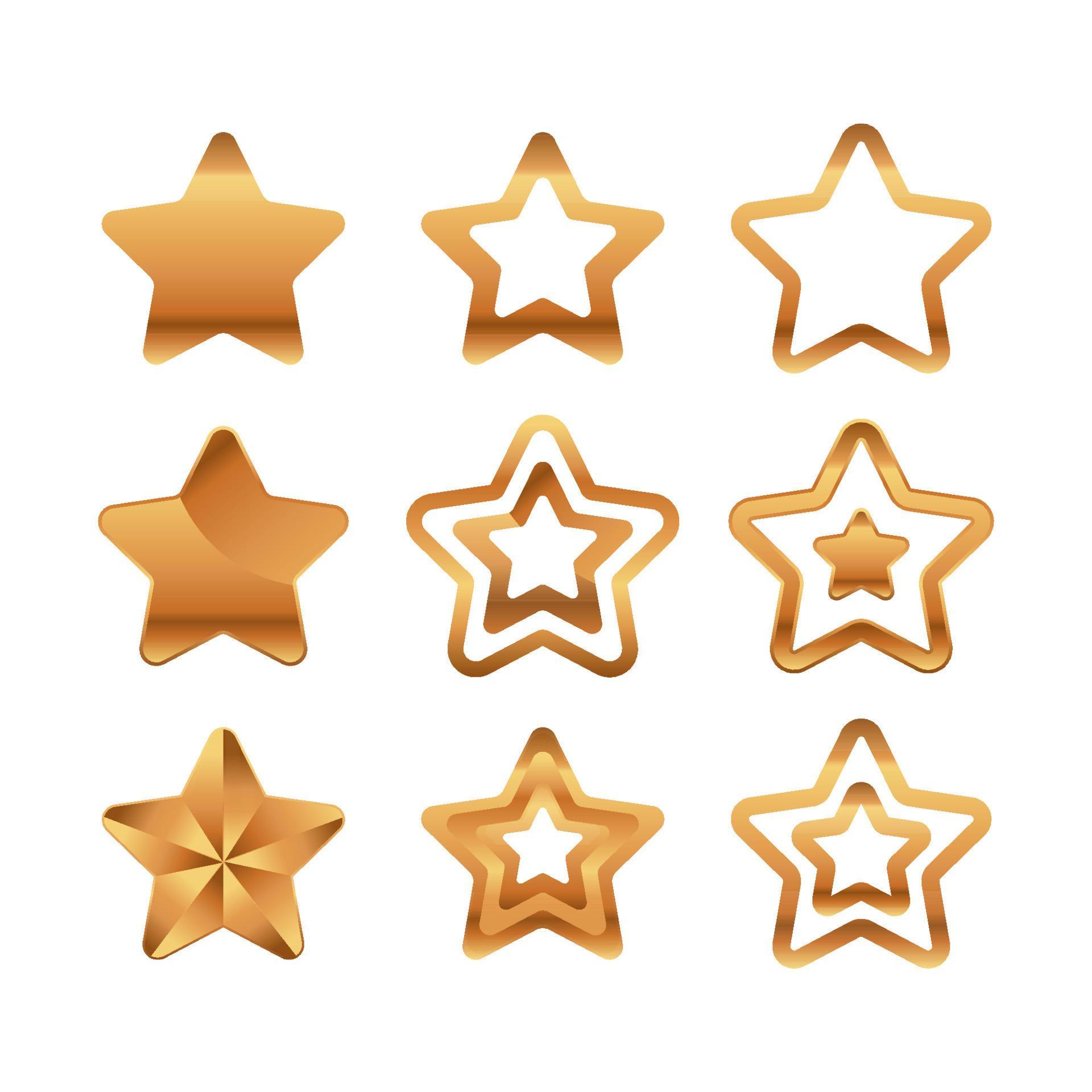 gradient golden stars icon collection Stock Free