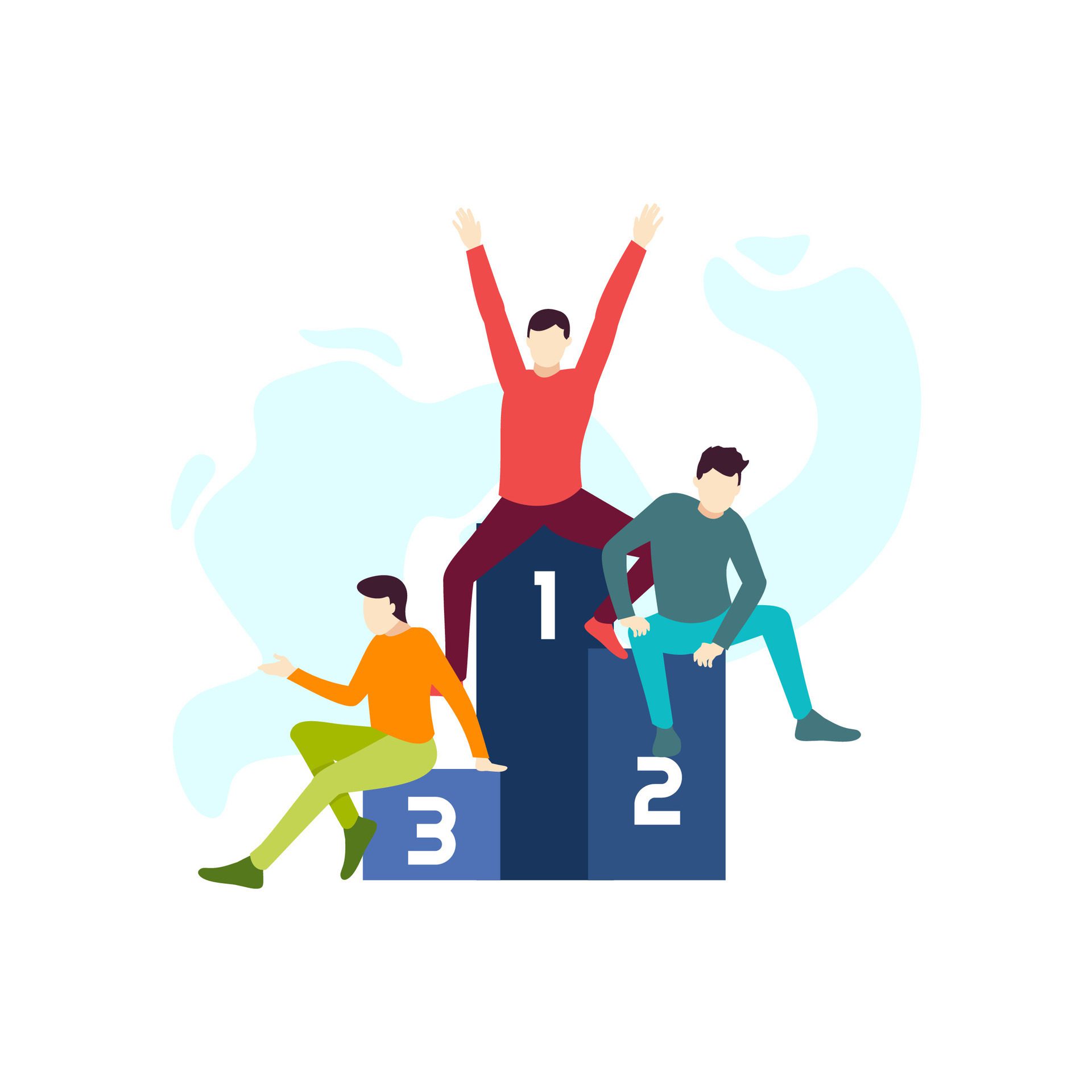 man sit on the competition stage podium people character flat design vector illustration Free Vector and Free SVG