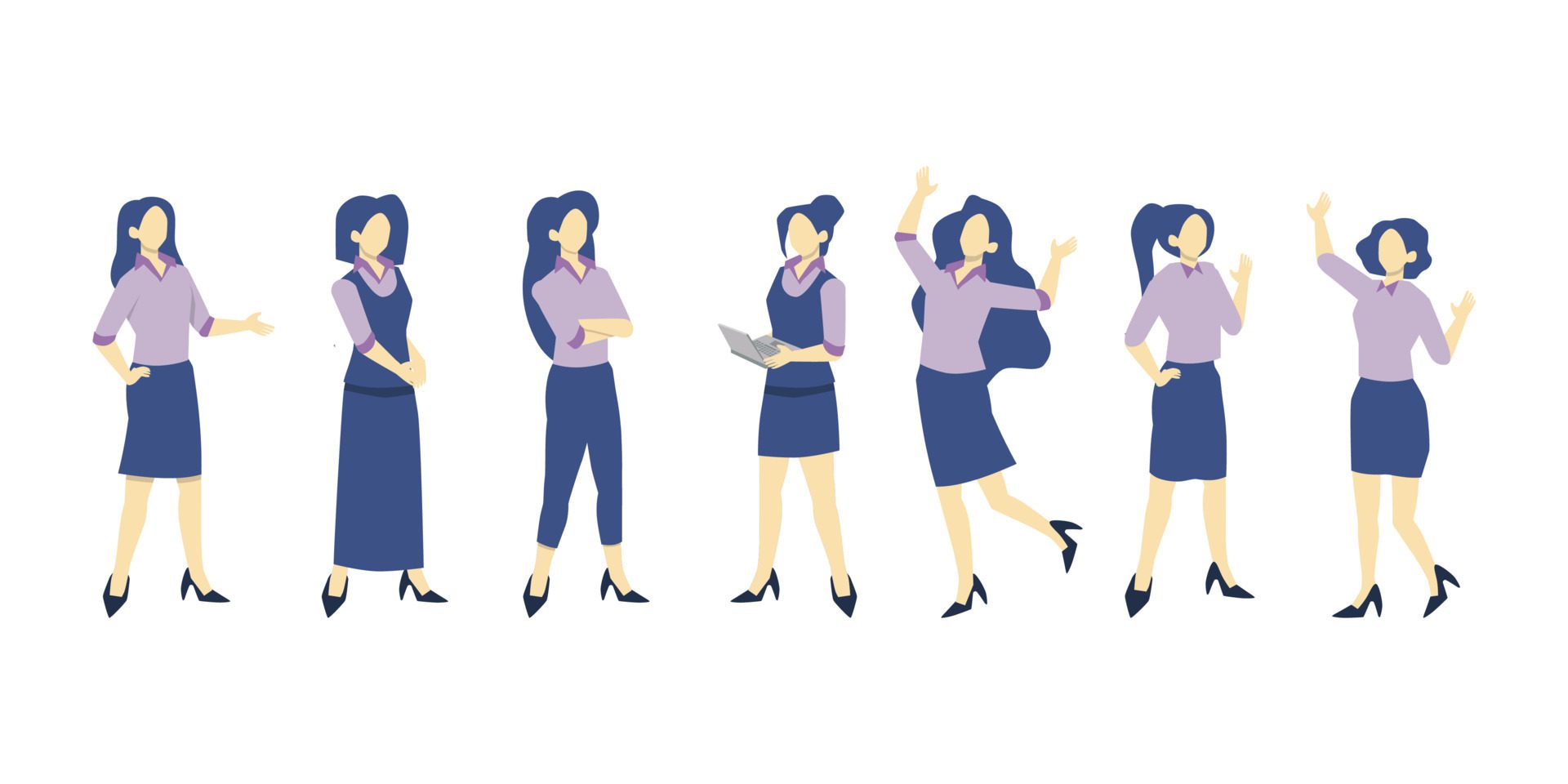 women flat illustration character vector design Free Vector