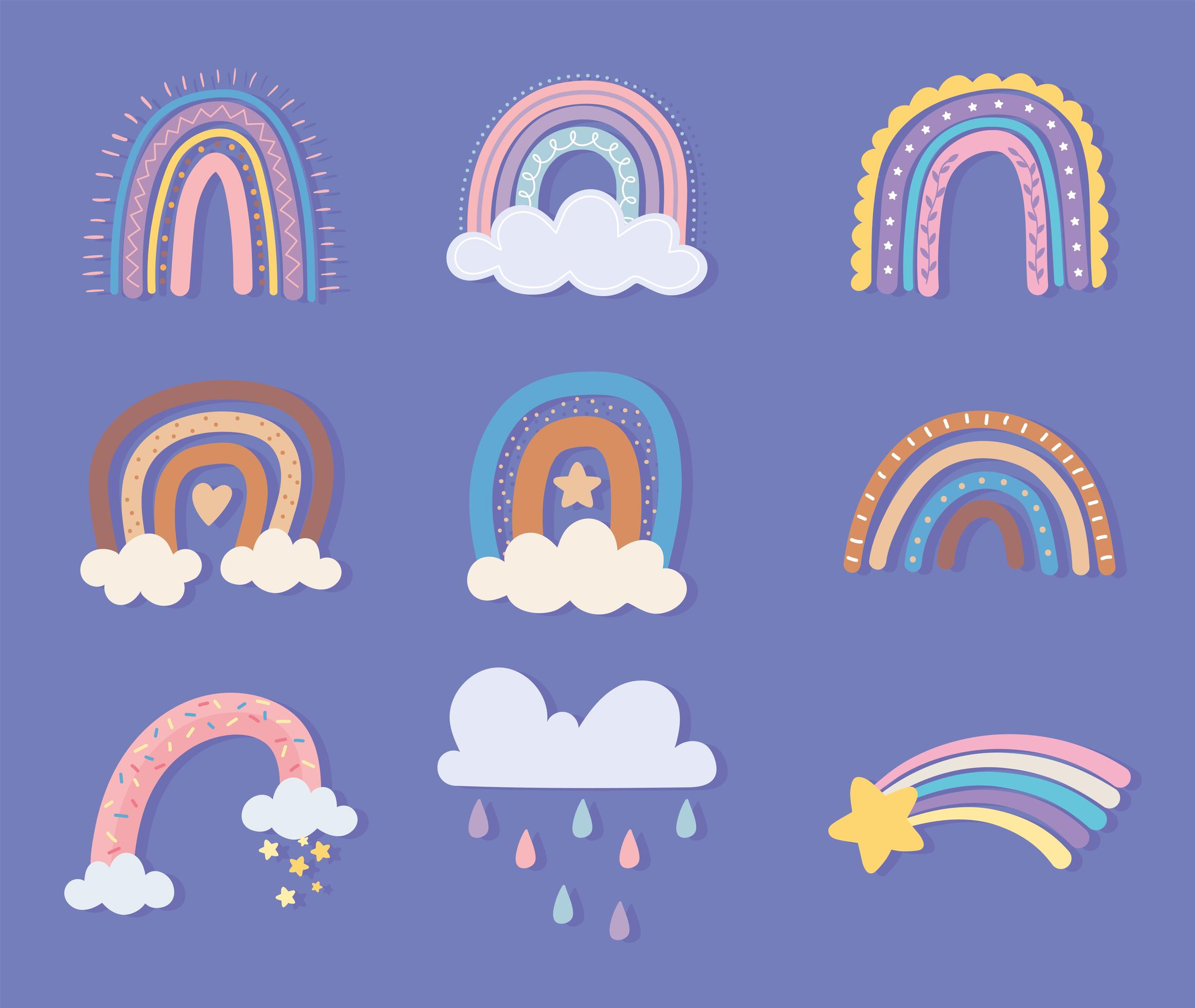 rainbow star clouds Stock Free