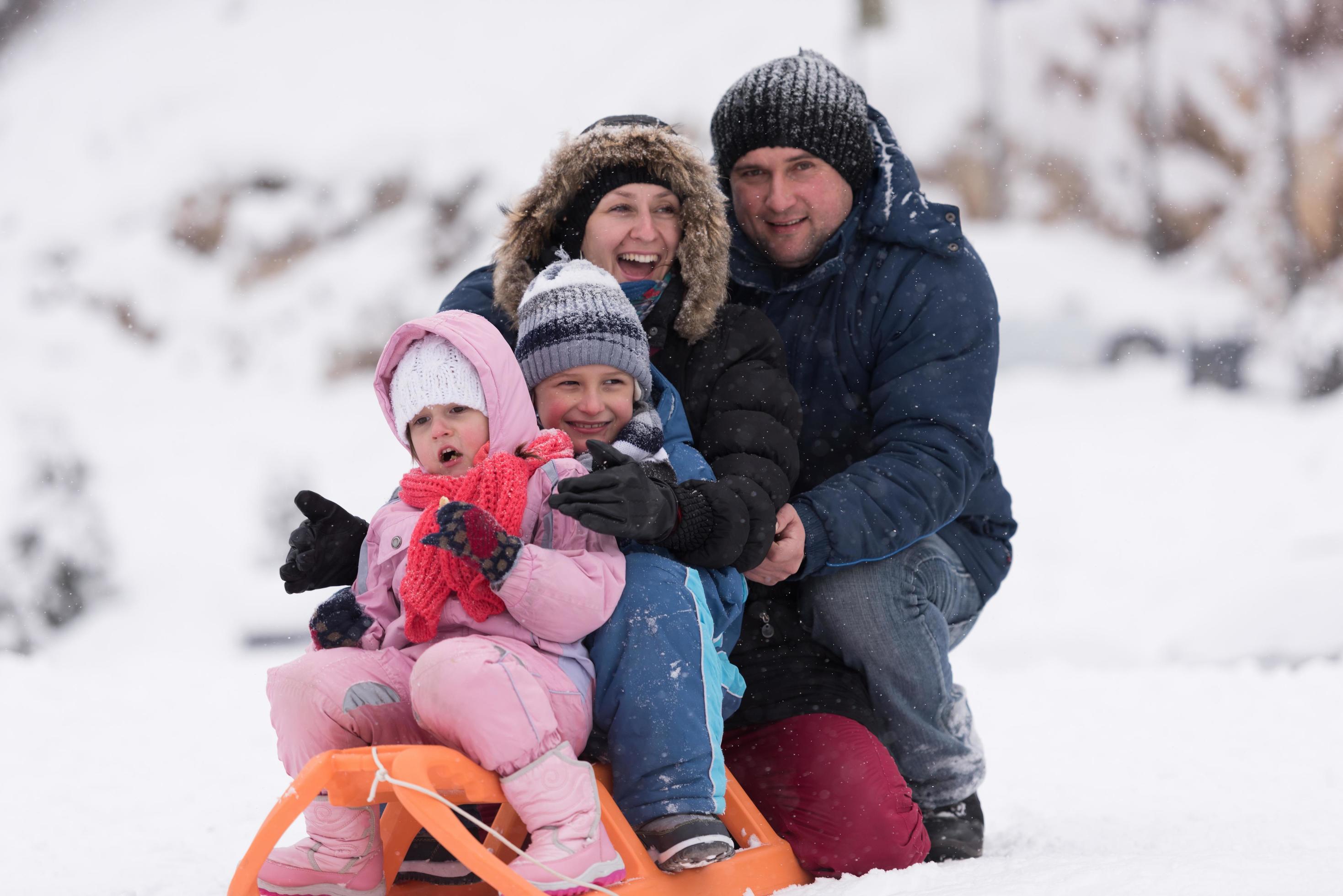 family portrait on winter vacation Stock Free