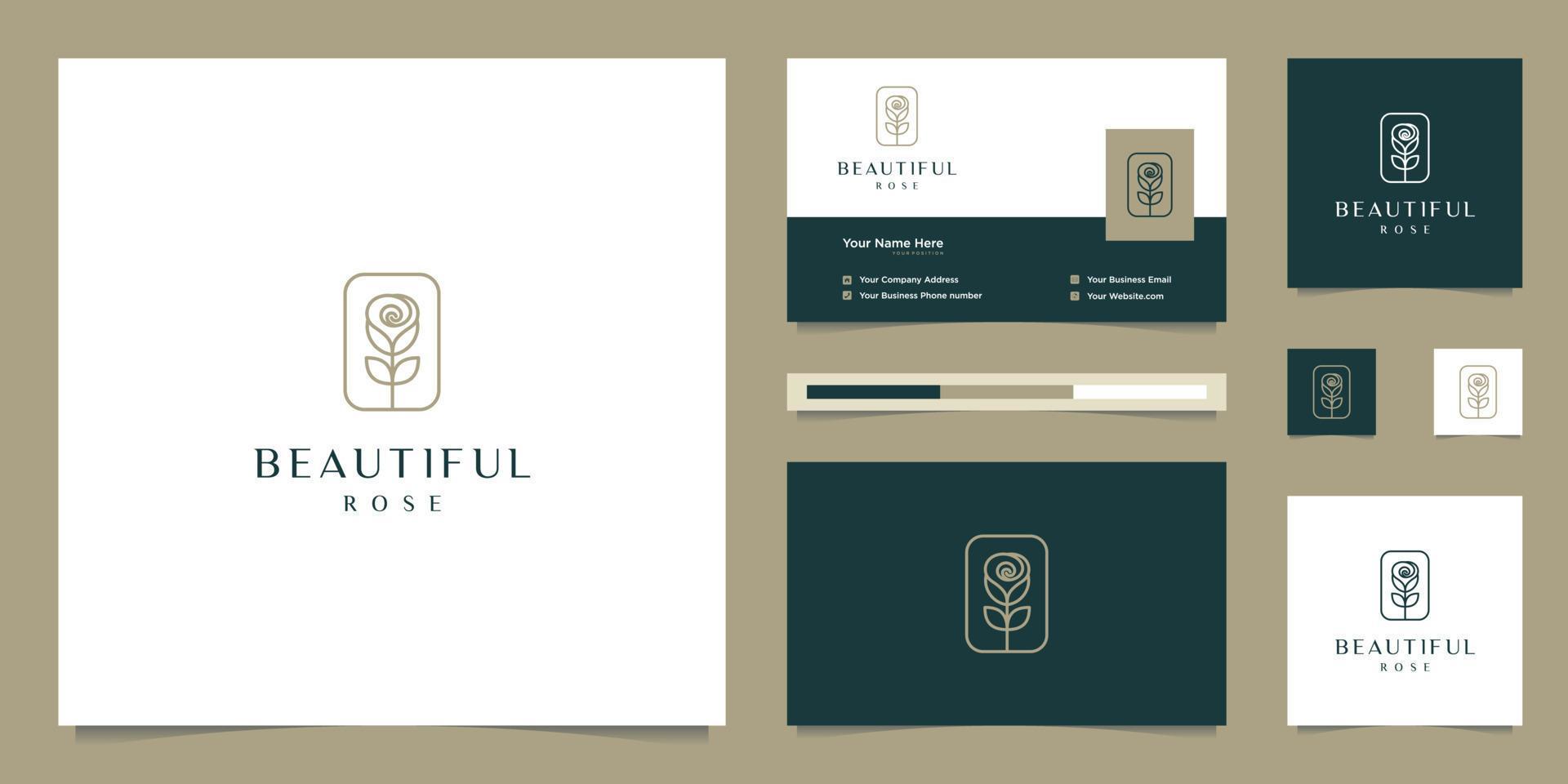 elegant flower rose beauty, yoga and spa. logo design and business card Stock Free and Free SVG