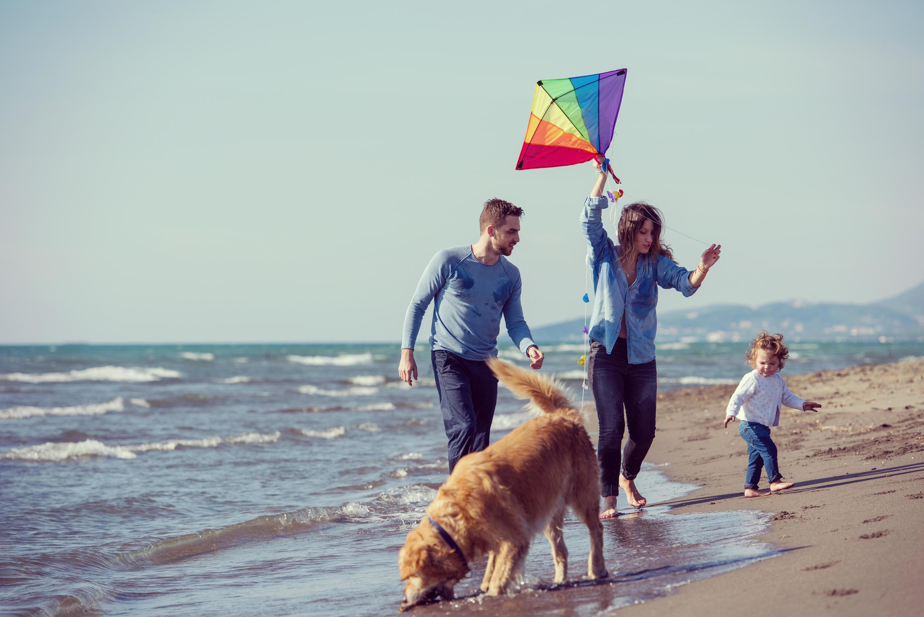 happy young family enjoying vecation during autumn day Stock Free