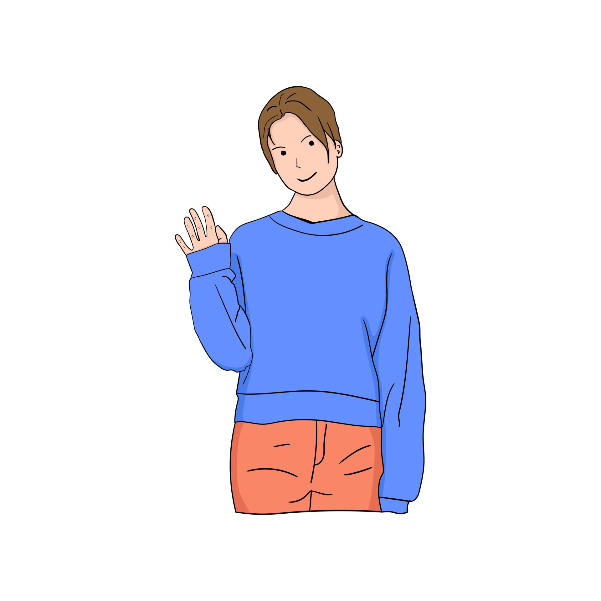 illustration of people waving in greeting Free Vector