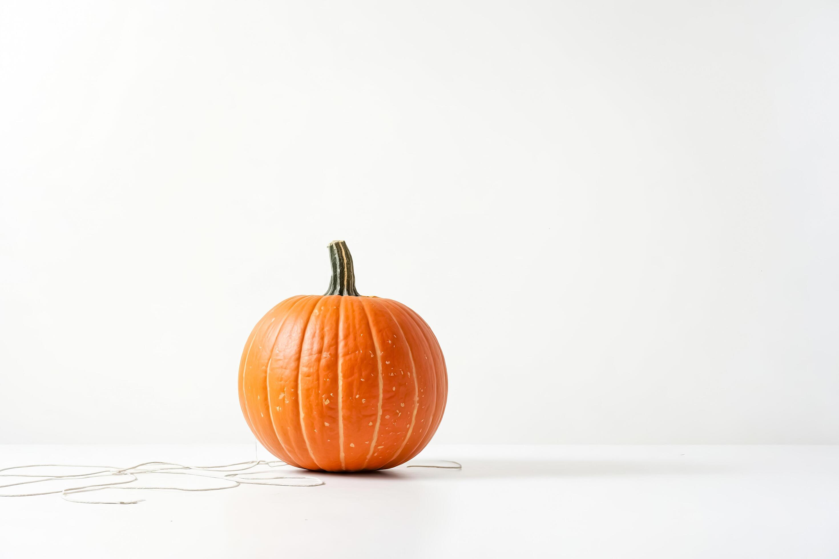 Single Orange Pumpkin on White Background Stock Free