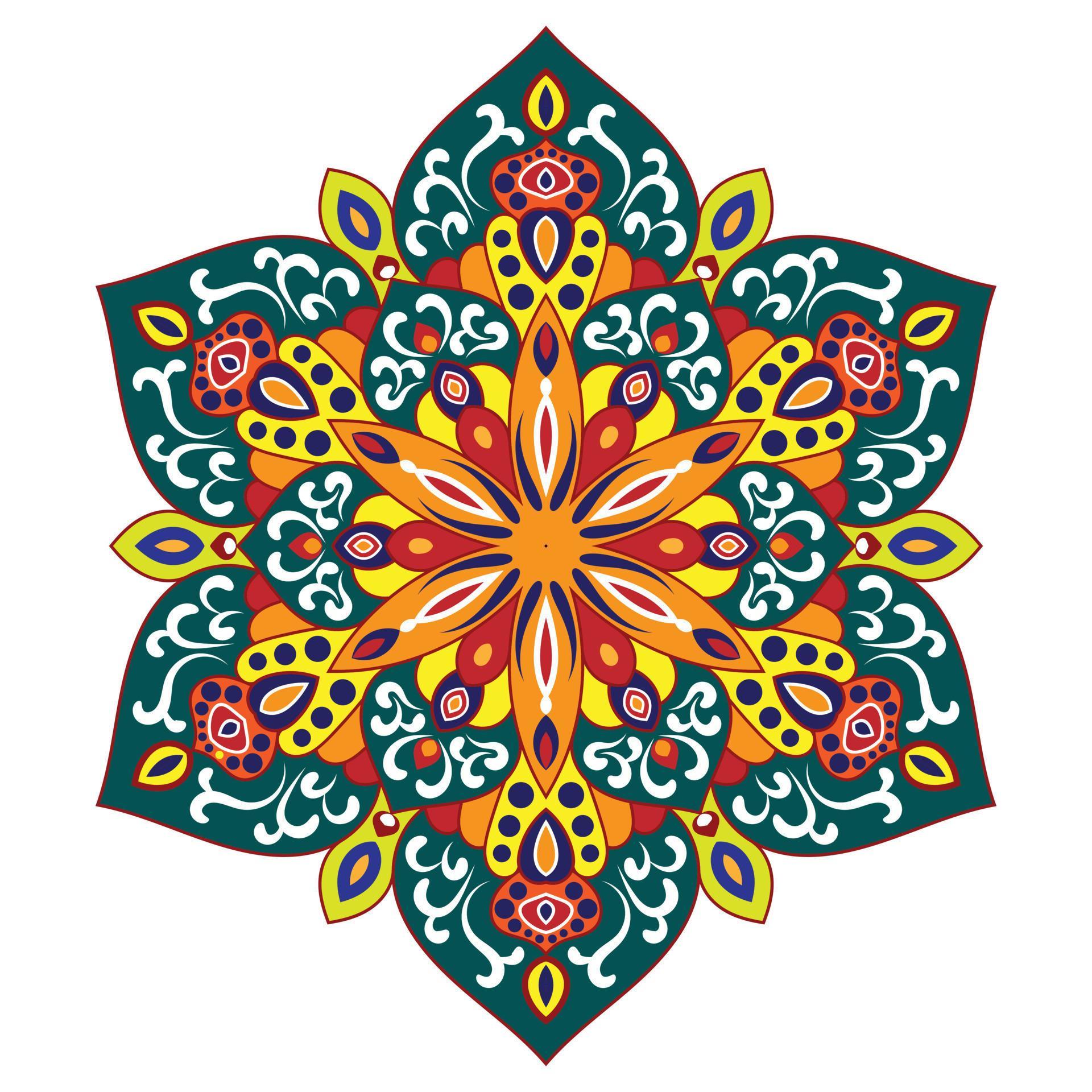 Vector colorful floral modern mandala and flower background. Stock Free