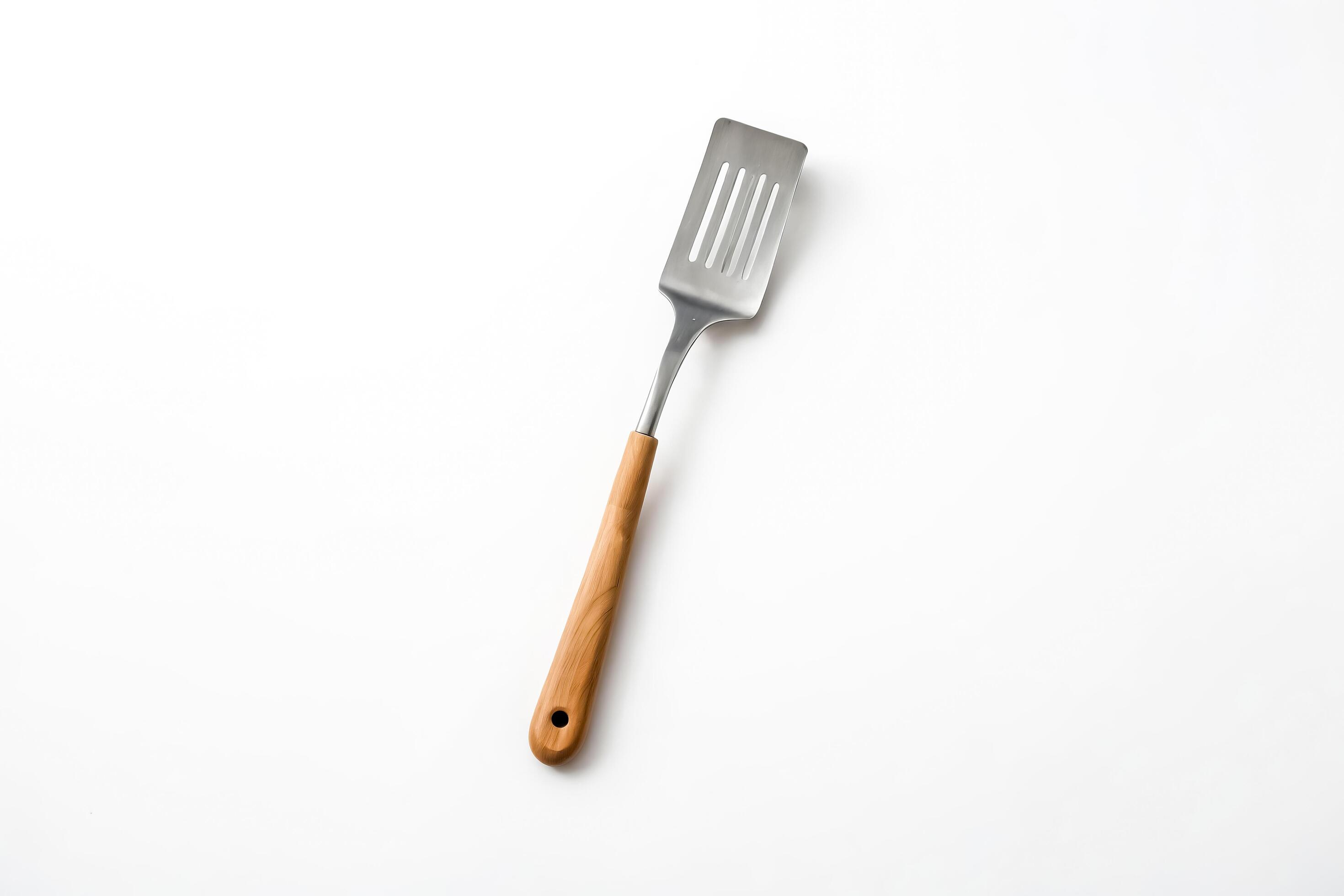 Wooden Handle Spatula on White Background Stock Free