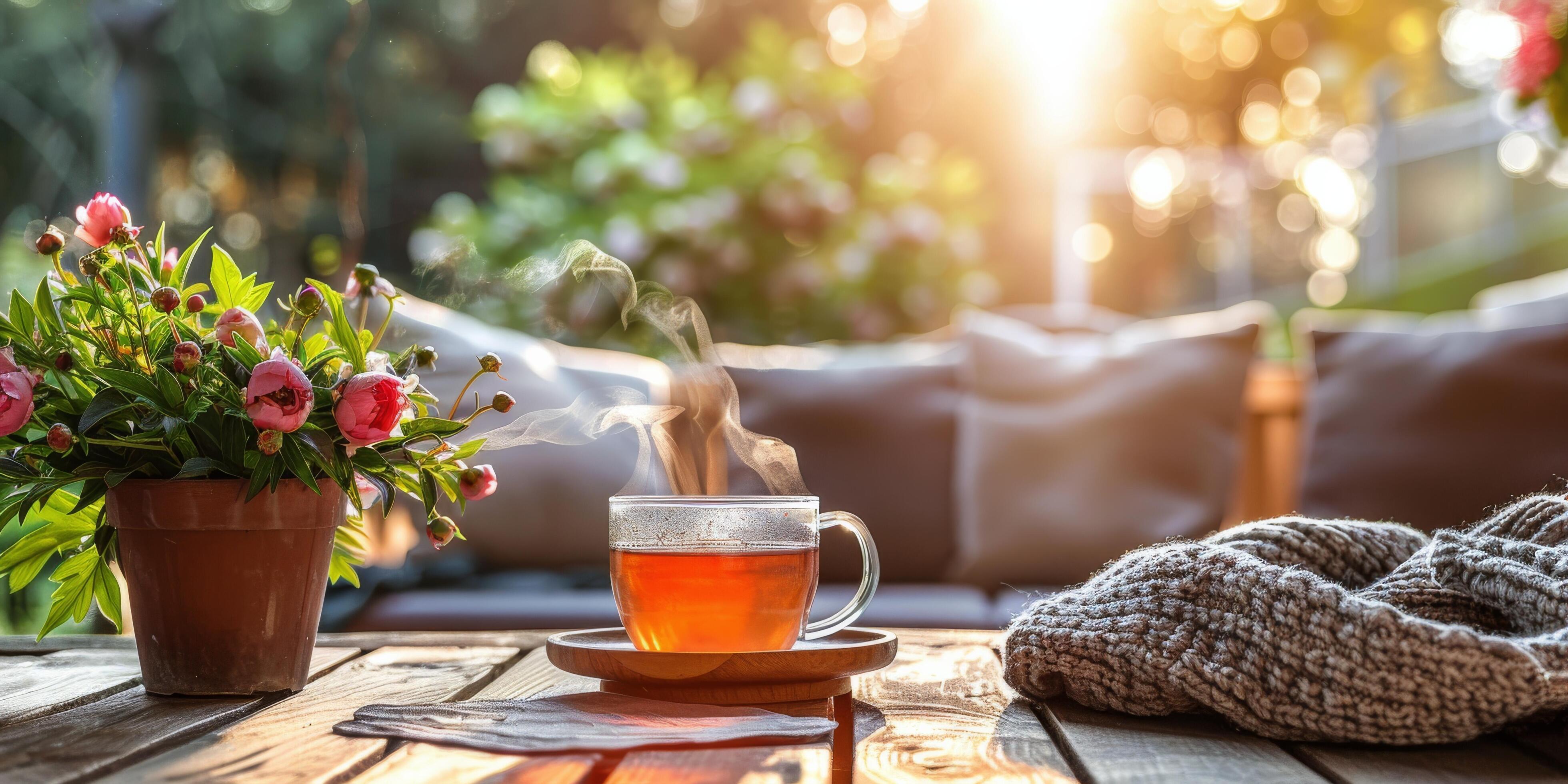 Cup of Tea on Wooden Table Stock Free