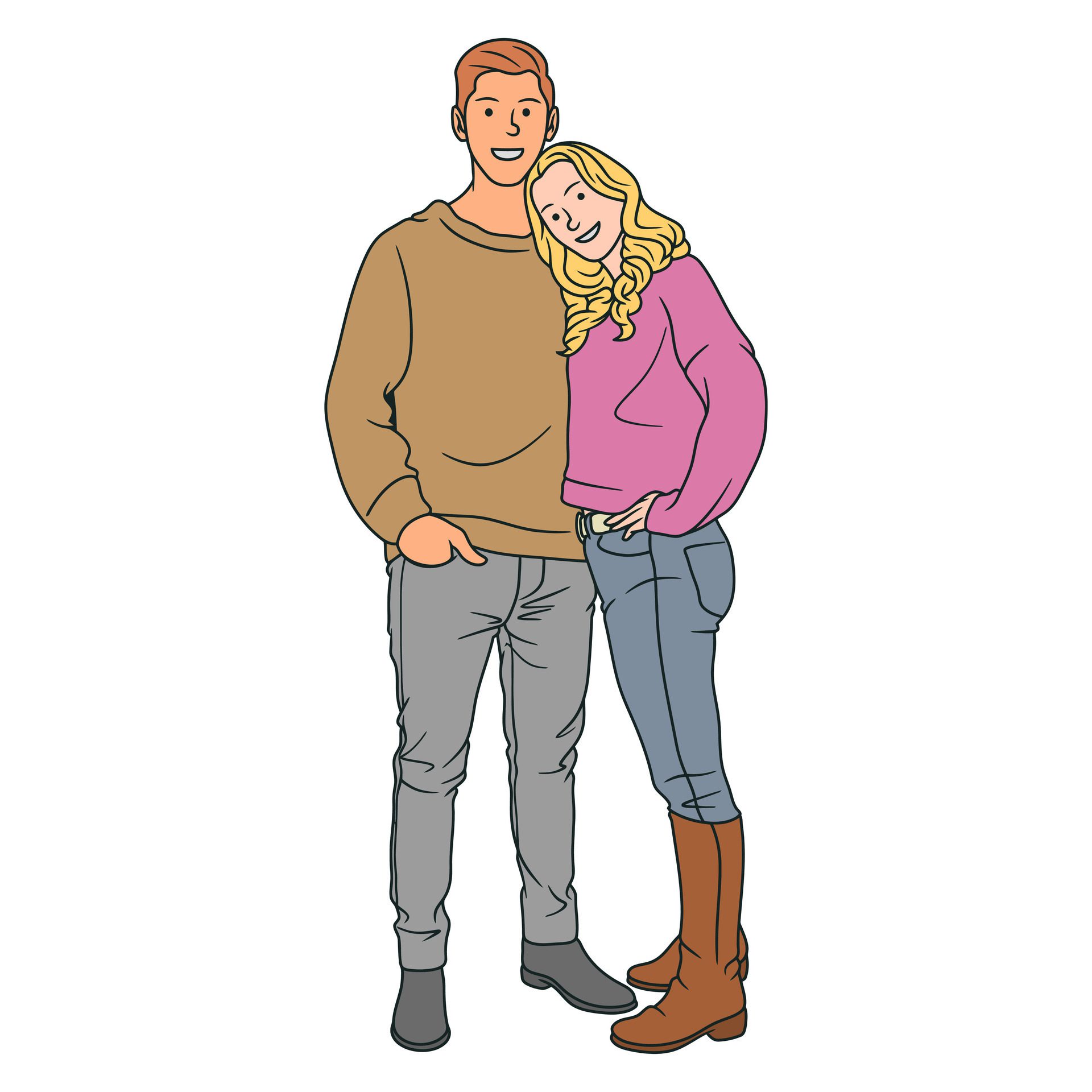 Free vector illustration of a teenage couple loving each other Free Vector