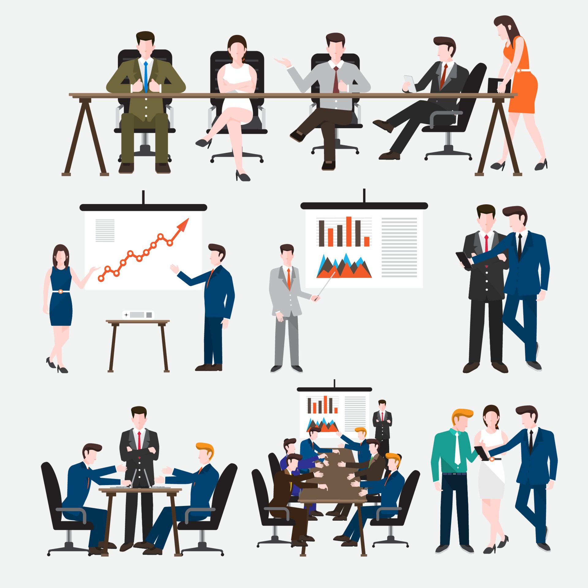 set people business working Free Vector