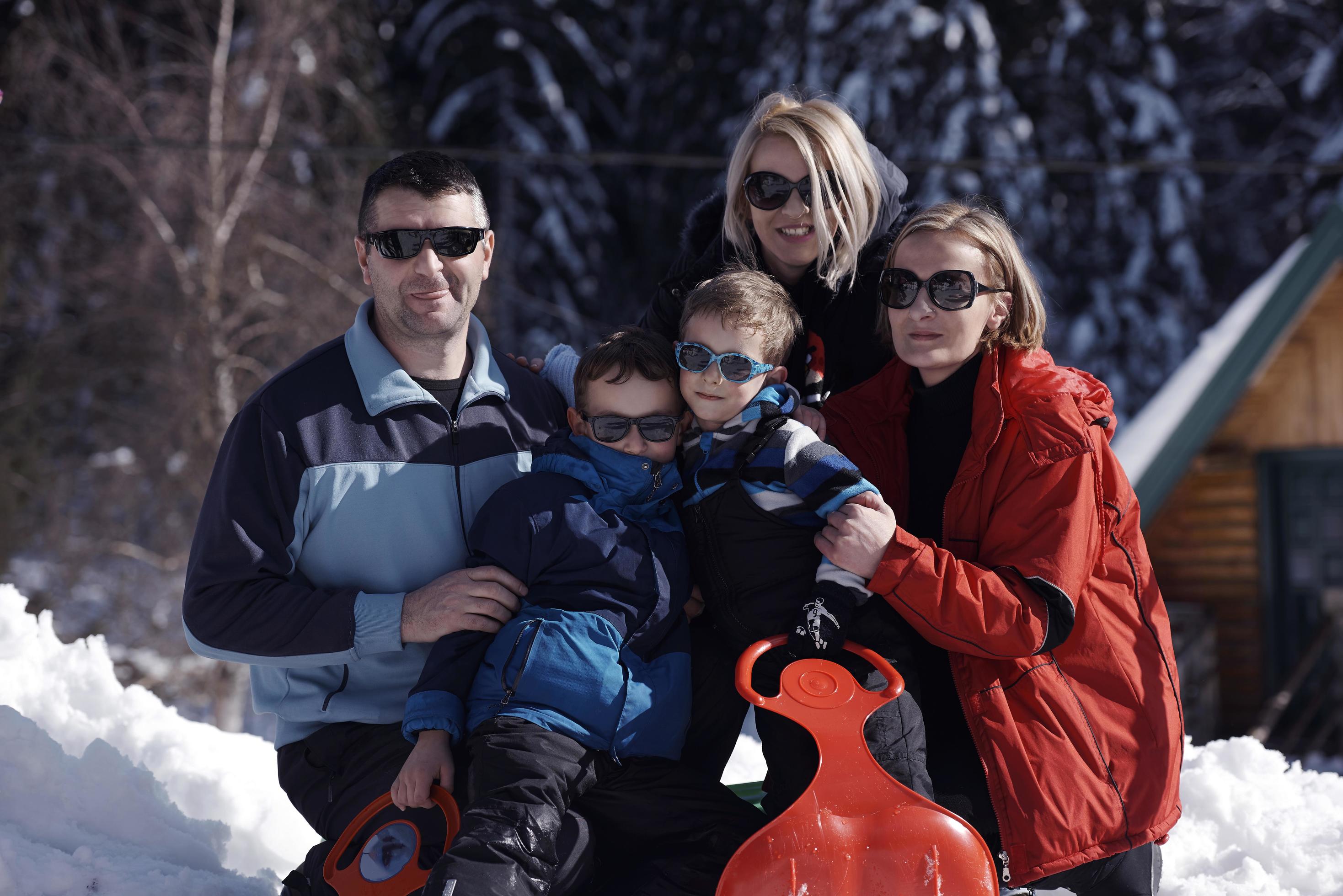 family portrait at beautiful winter day Stock Free