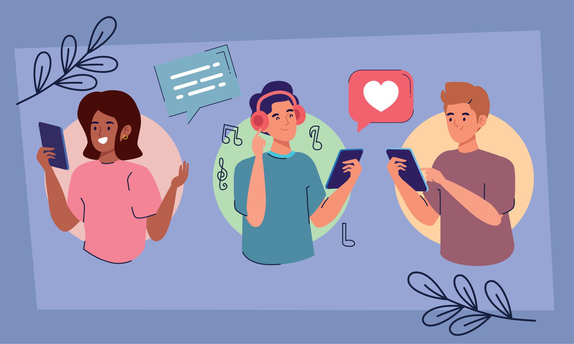 young people using smartphone Free Vector