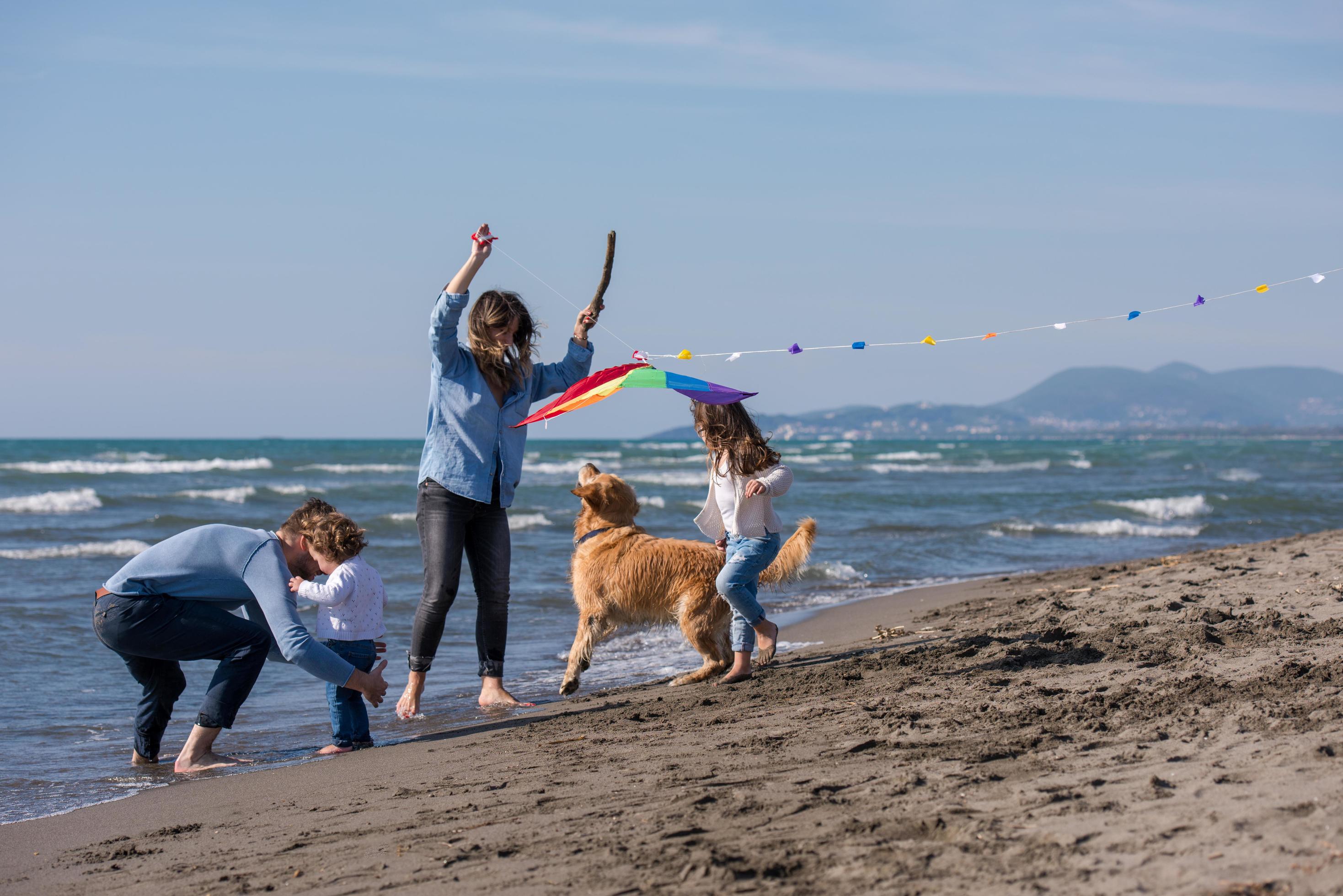 happy young family enjoying vecation during autumn day Stock Free