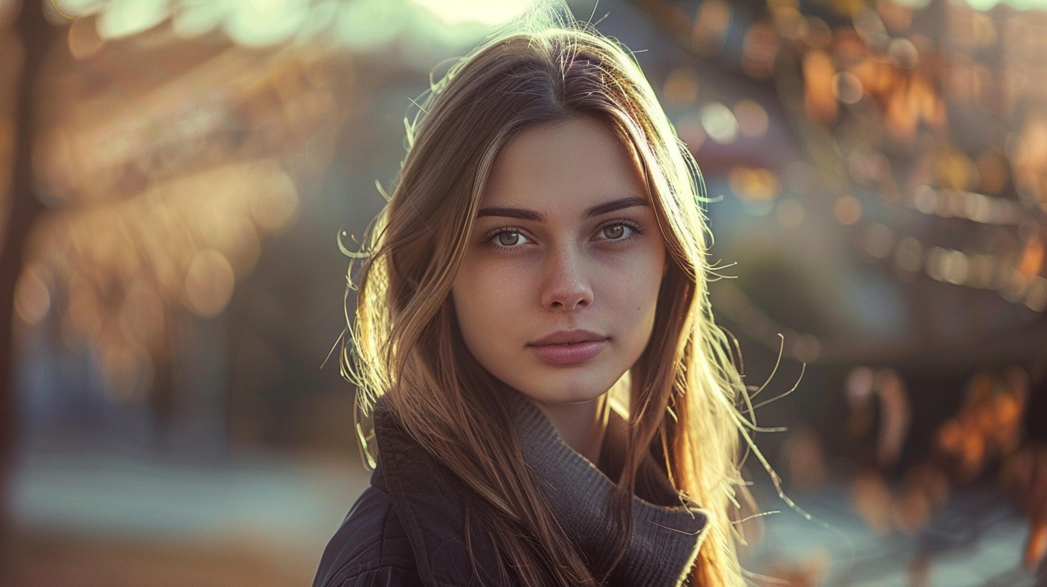 young woman looking at camera with confidence Stock Free