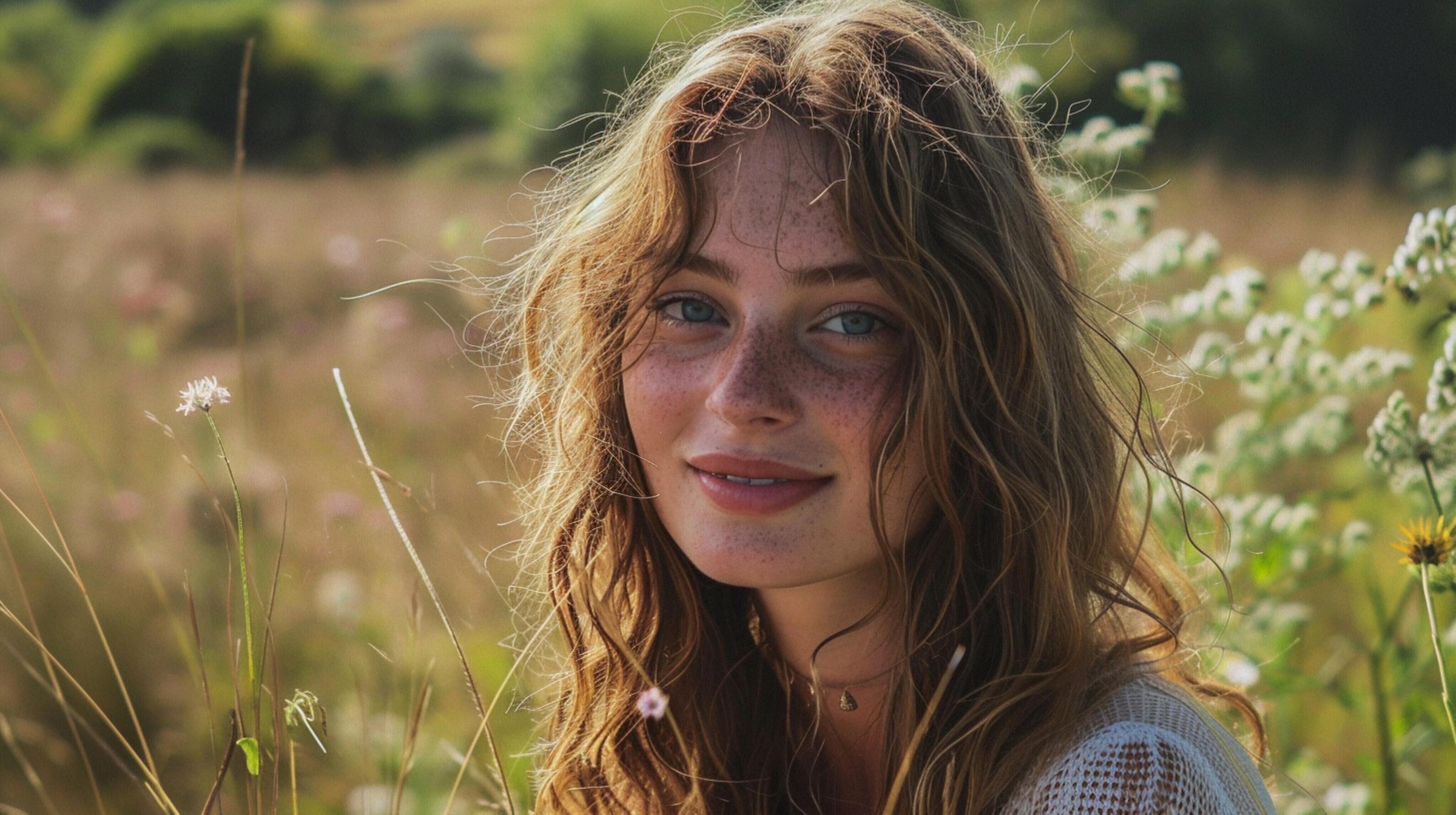 young woman outdoors looking at camera smiling Stock Free